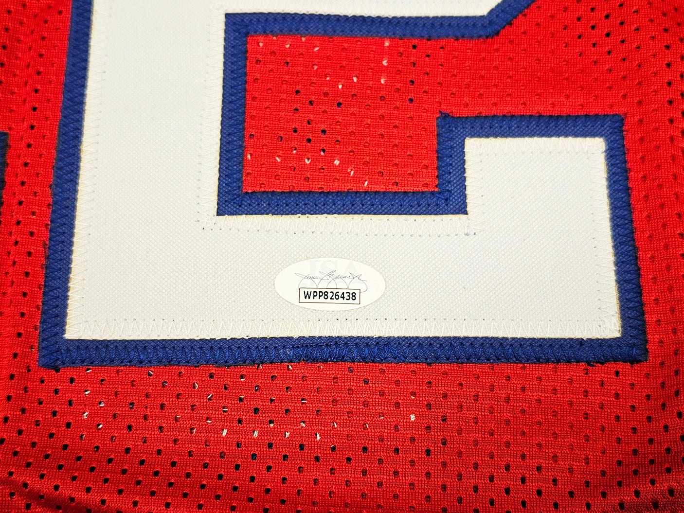 Houston Cougars Clyde Drexler Autographed Red Jersey JSA Stock #215764