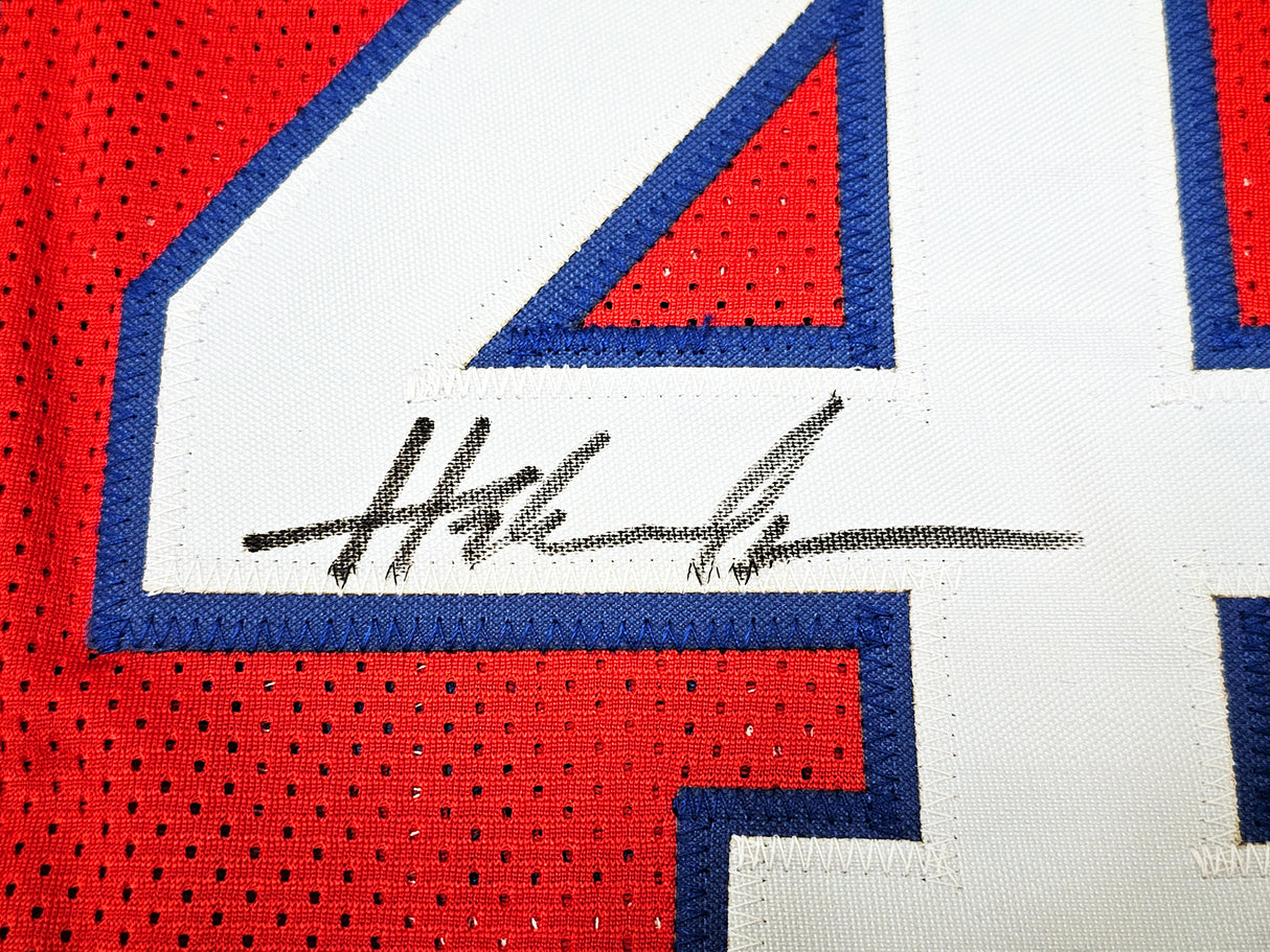 Houston Cougars Hakeem Olajuwon Autographed Red Jersey JSA Stock #215697