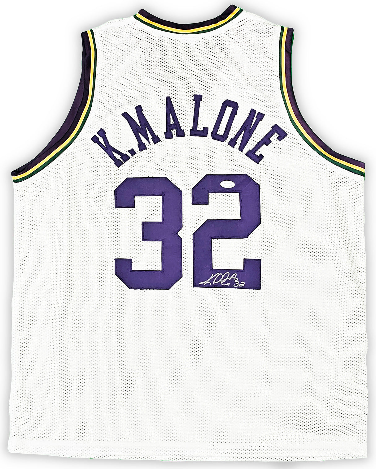 Utah Jazz Karl Malone Autographed White Jersey JSA Stock #215758