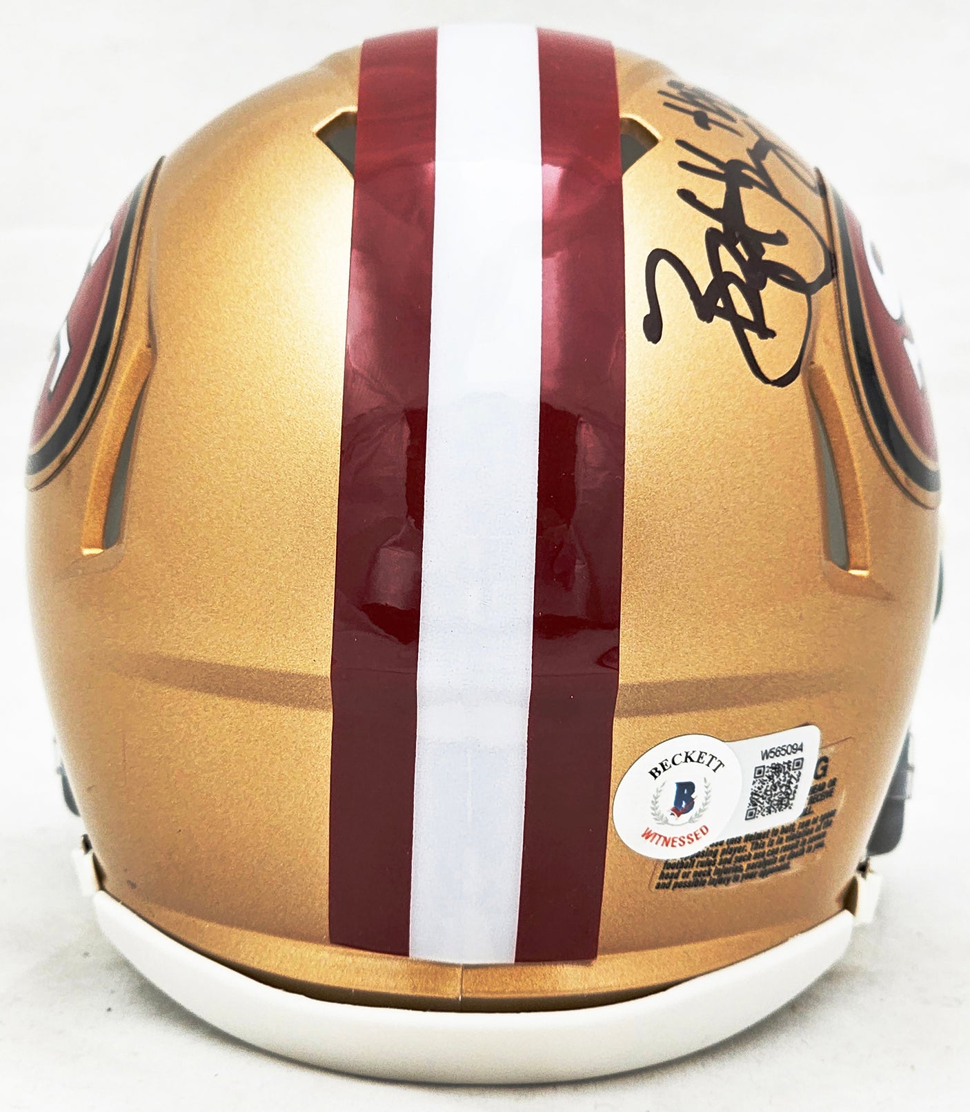 Bryant Young Autographed San Francisco 49ers Gold Speed Mini Helmet "HOF 22" Beckett BAS Witness Stock #215663