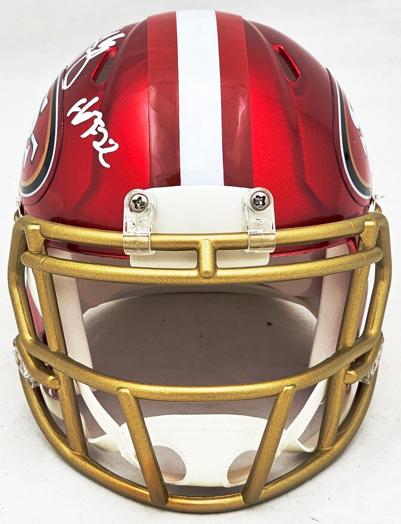 Bryant Young Autographed San Francisco 49ers Flash Red Speed Mini Helmet "HOF 22" Beckett BAS Witness Stock #215664