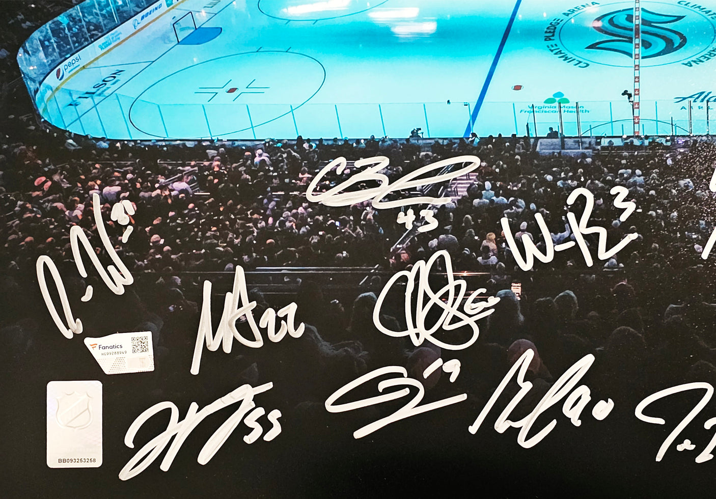 Seattle Kraken 2021-22 Inaugural Team Signed Autographed Framed 16x20 Photo With 24 Signatures Including Jordan Eberle & Yanni Gourde #/99 Fanatics Holo Stock #218624