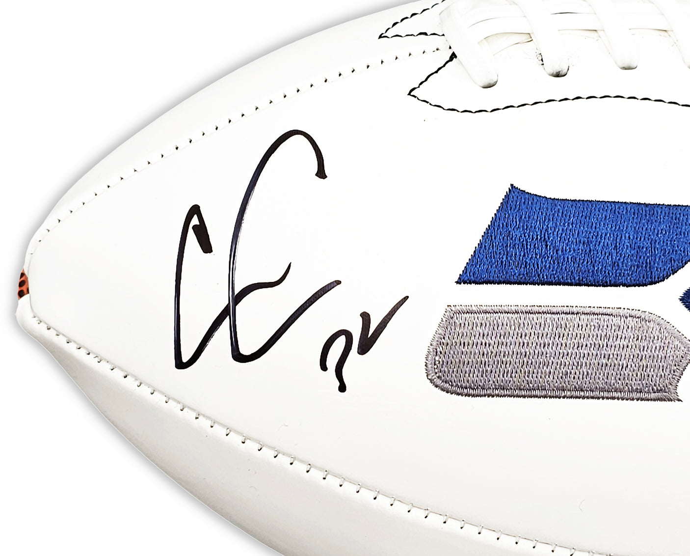Chris Carson Autographed Seattle Seahawks White Logo Football Fanatics Holo Stock #215882