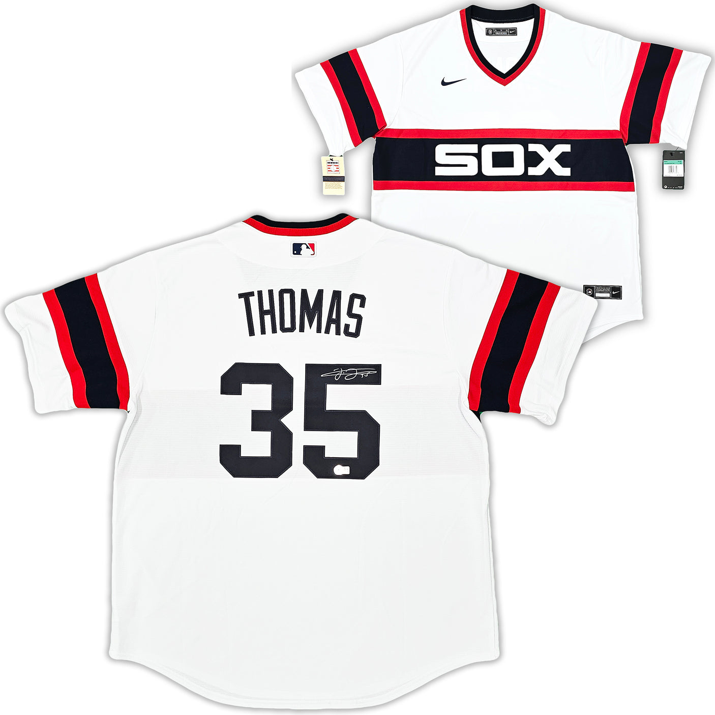 Chicago White Sox Frank Thomas Autographed White Nike Jersey Size XL Beckett BAS Witness Stock #215873
