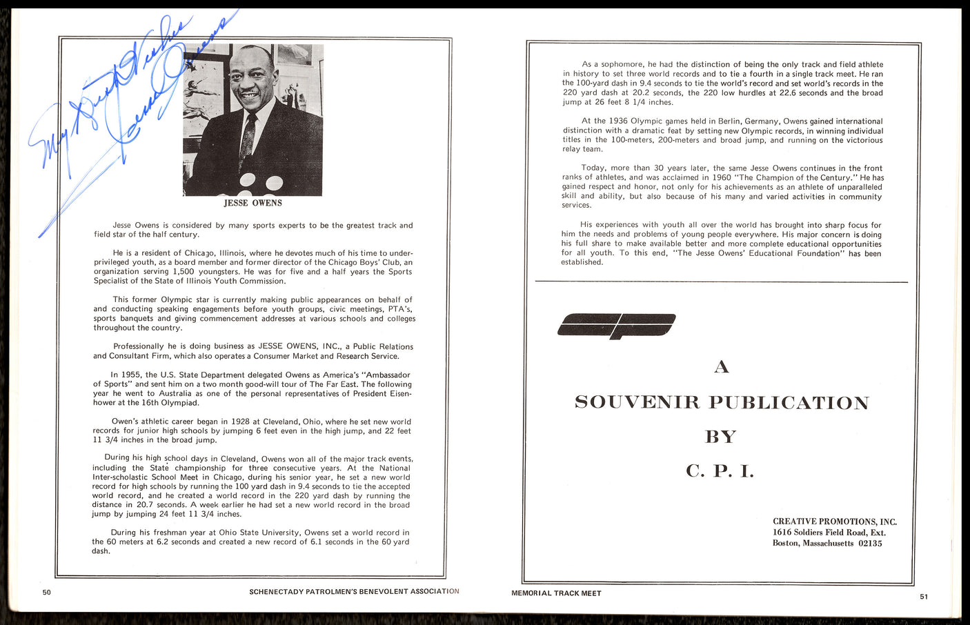 Jesse Owens Autographed 1936 Olympics Program "My Best Wishes" JSA #ZZ35038