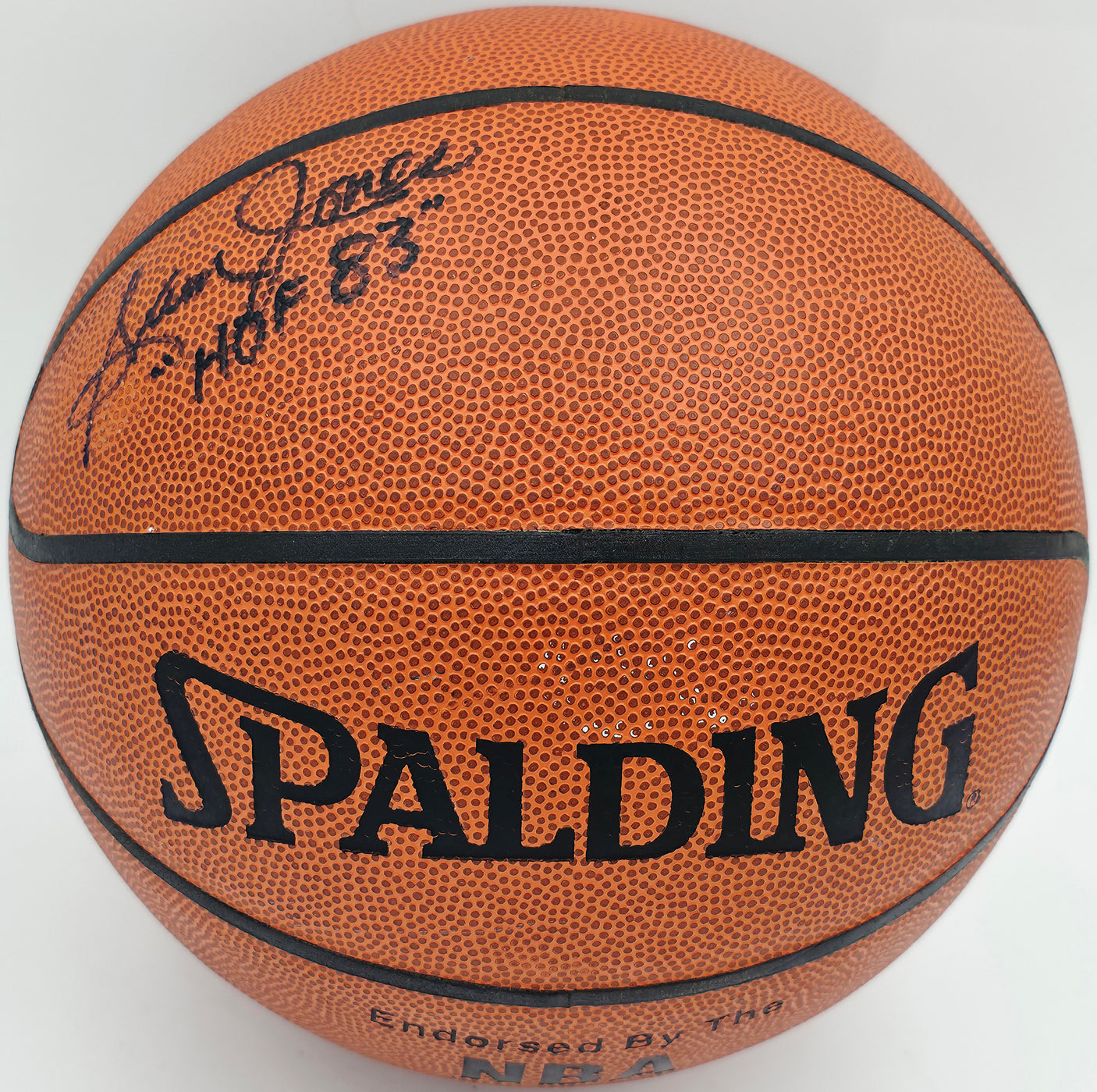 Sam Jones Autographed Official NBA Leather Basketball Boston Celtics "HOF 83" JSA #AV29201