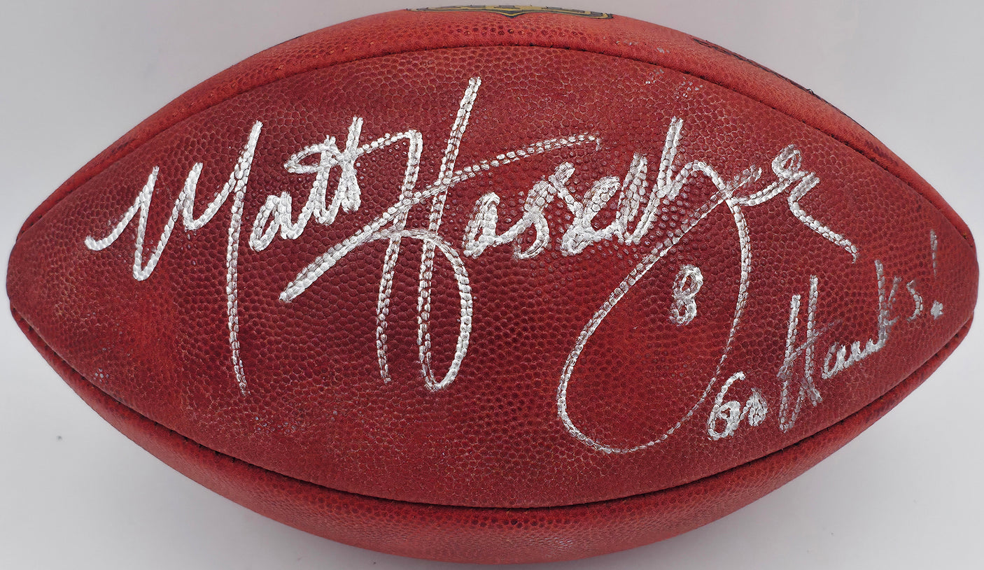 Matt Hasselbeck Autographed Official NFL Leather Game Football Seattle Seahawks "Go Hawks!" MCS Holo #87151