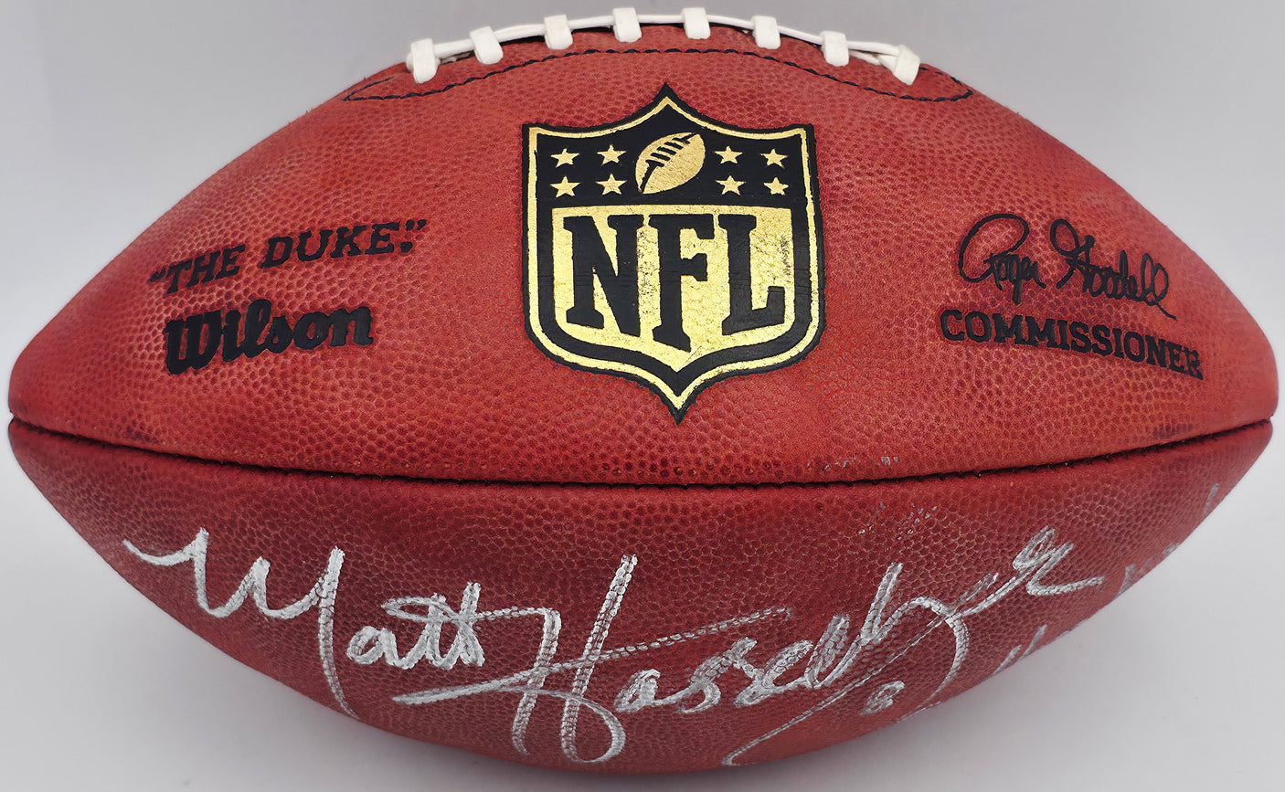 Matt Hasselbeck Autographed Official NFL Leather Game Football Seattle Seahawks "Go Hawks!" MCS Holo #87151