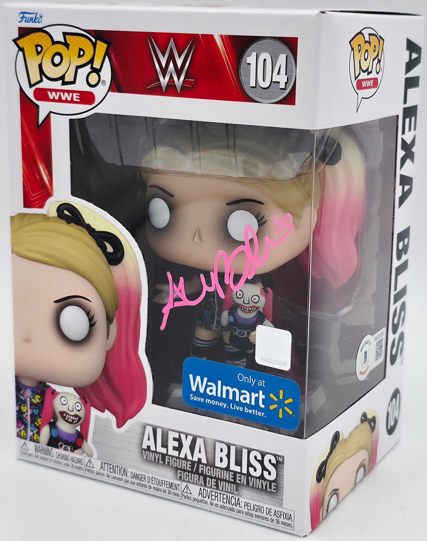 Alexa Bliss Autographed Funko Pop Vinyl Figurine Beckett BAS Witness #WU23206