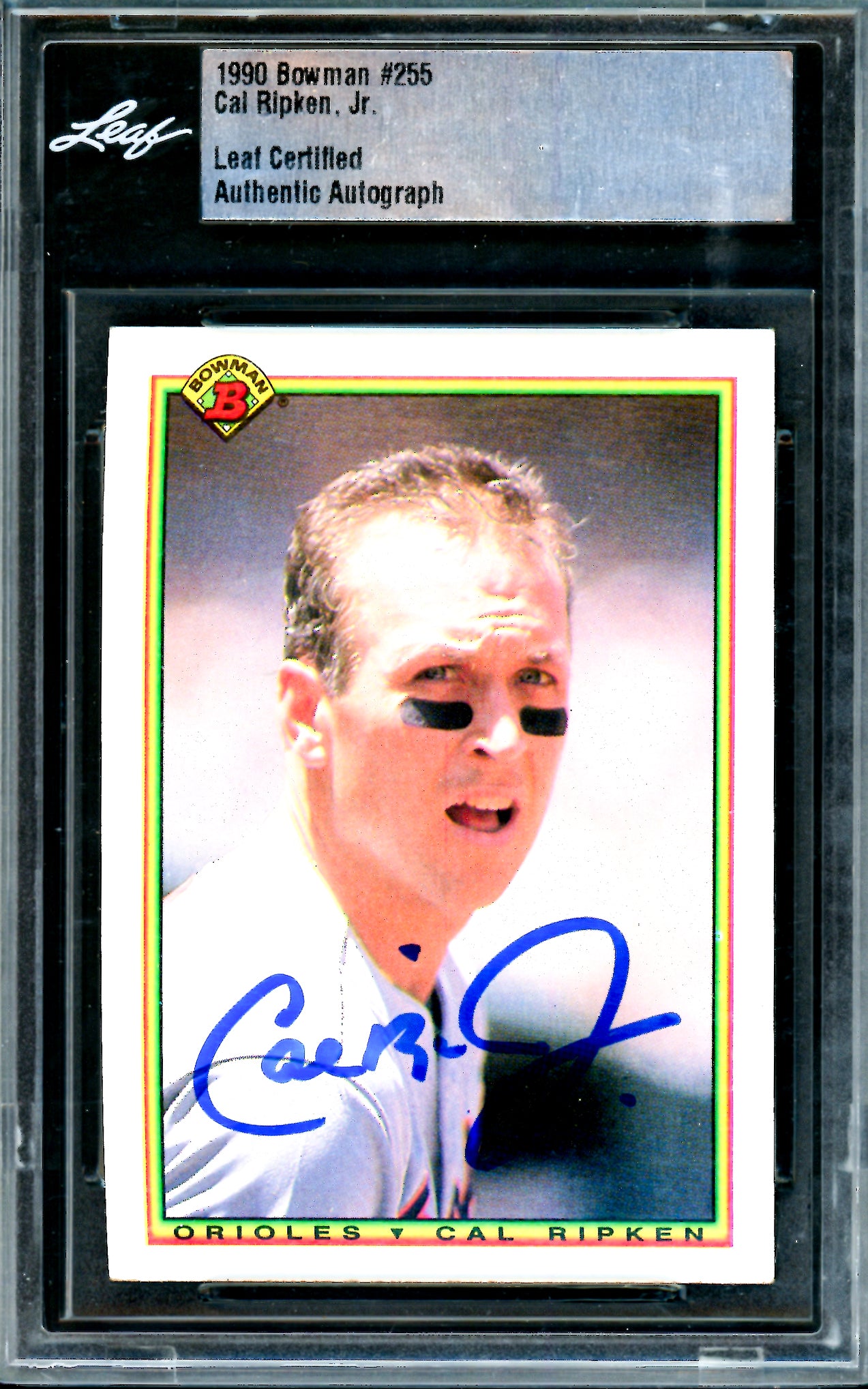Cal Ripken Jr. Autographed 1990 Bowman Card #255 Baltimore Orioles Leaf SKU #243511