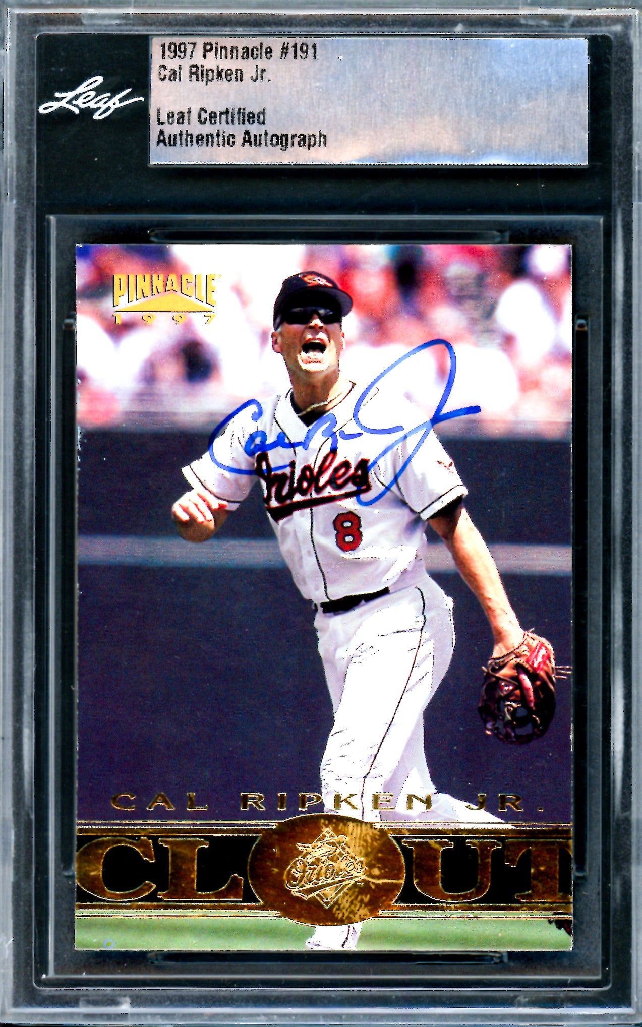 Cal Ripken Jr. Autographed 1997 Pinnacle Aficionado Card #191 Baltimore Orioles Leaf SKU #243519
