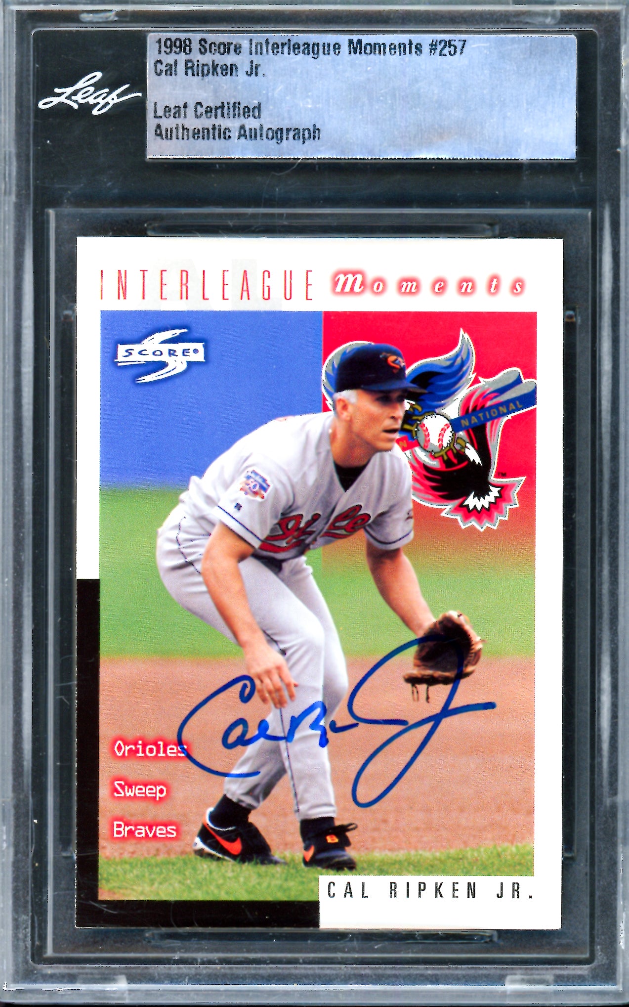 Cal Ripken Jr. Autographed 1998 Score Interleague Moments Card #257 Baltimore Orioles Leaf SKU #243523