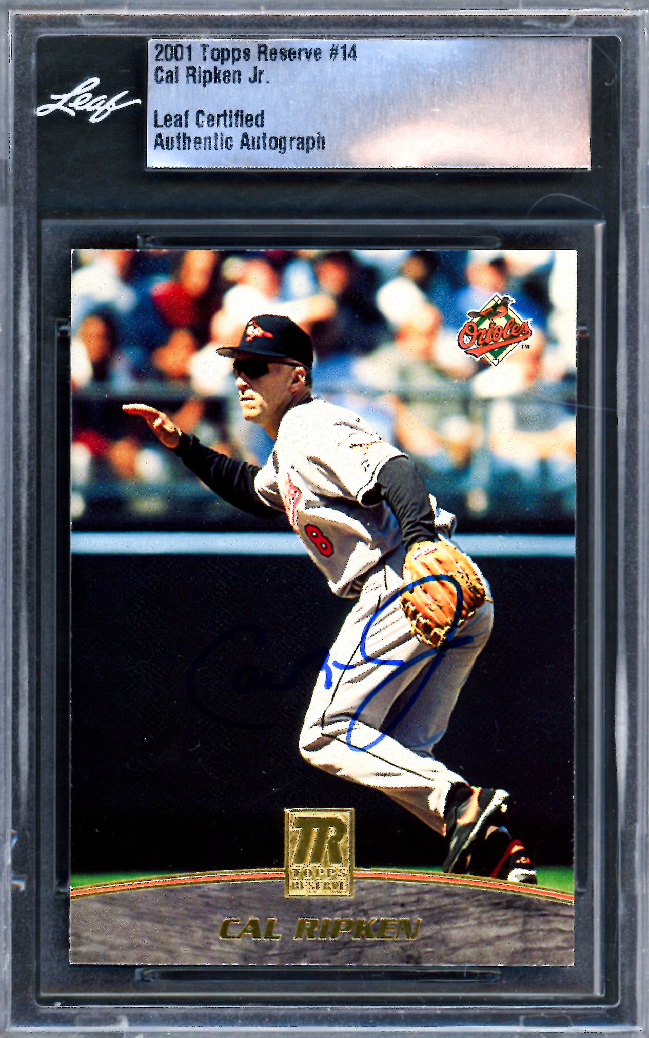 Cal Ripken Jr. Autographed 2001 Topps Reserve Card #14 Baltimore Orioles Leaf SKU #243526