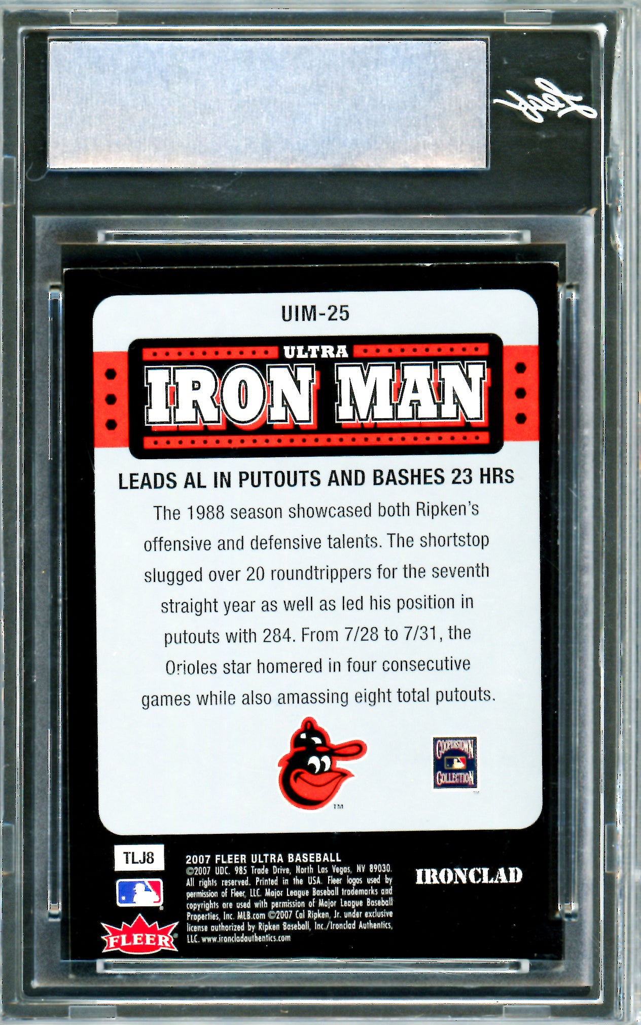 Cal Ripken Jr. Autographed 2007 Ultra Iron Man Card #25 Baltimore Orioles Leaf SKU #243528