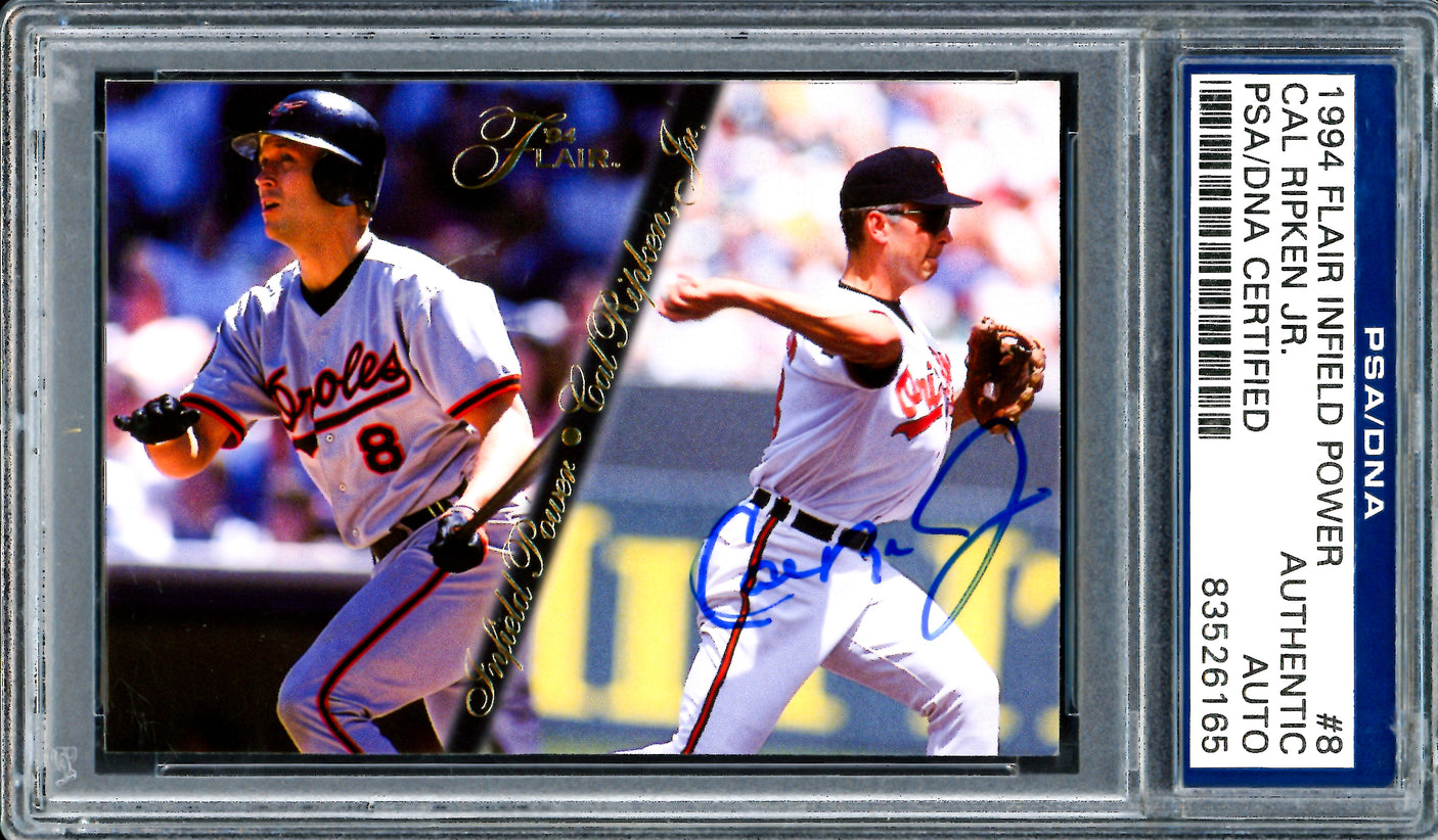 Cal Ripken Jr. Autographed 1994 Flair Infield Power Card #8 Baltimore Orioles PSA/DNA #83526165