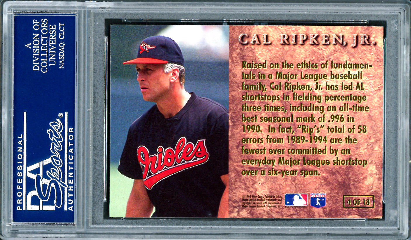 Cal Ripken Jr. Autographed 1996 Ultra Prime Leather Card #4 Baltimore Orioles PSA/DNA #83694383