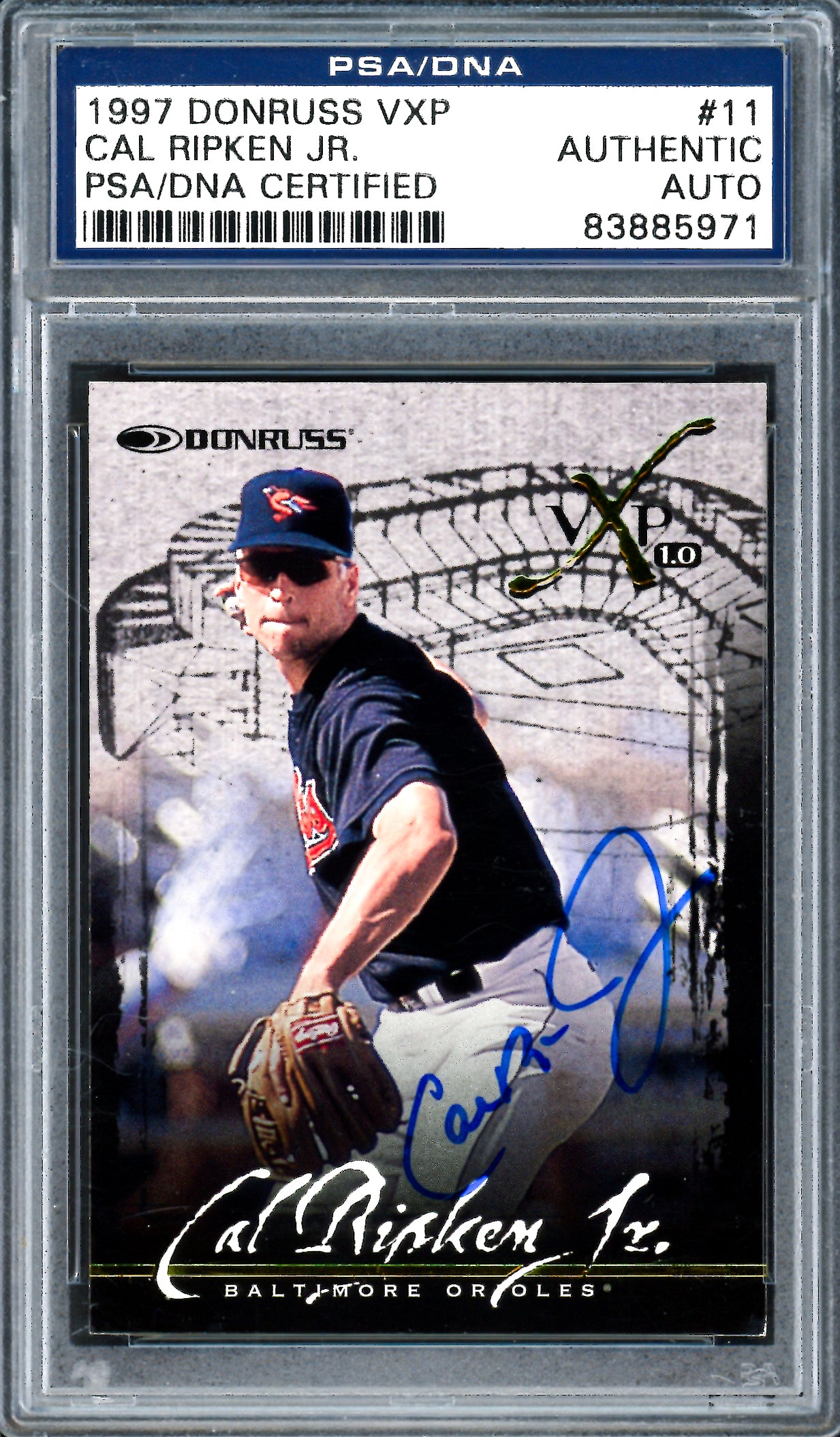 Cal Ripken Jr. Autographed 1997 Donruss VXP Card #11 Baltimore Orioles PSA/DNA #83885971