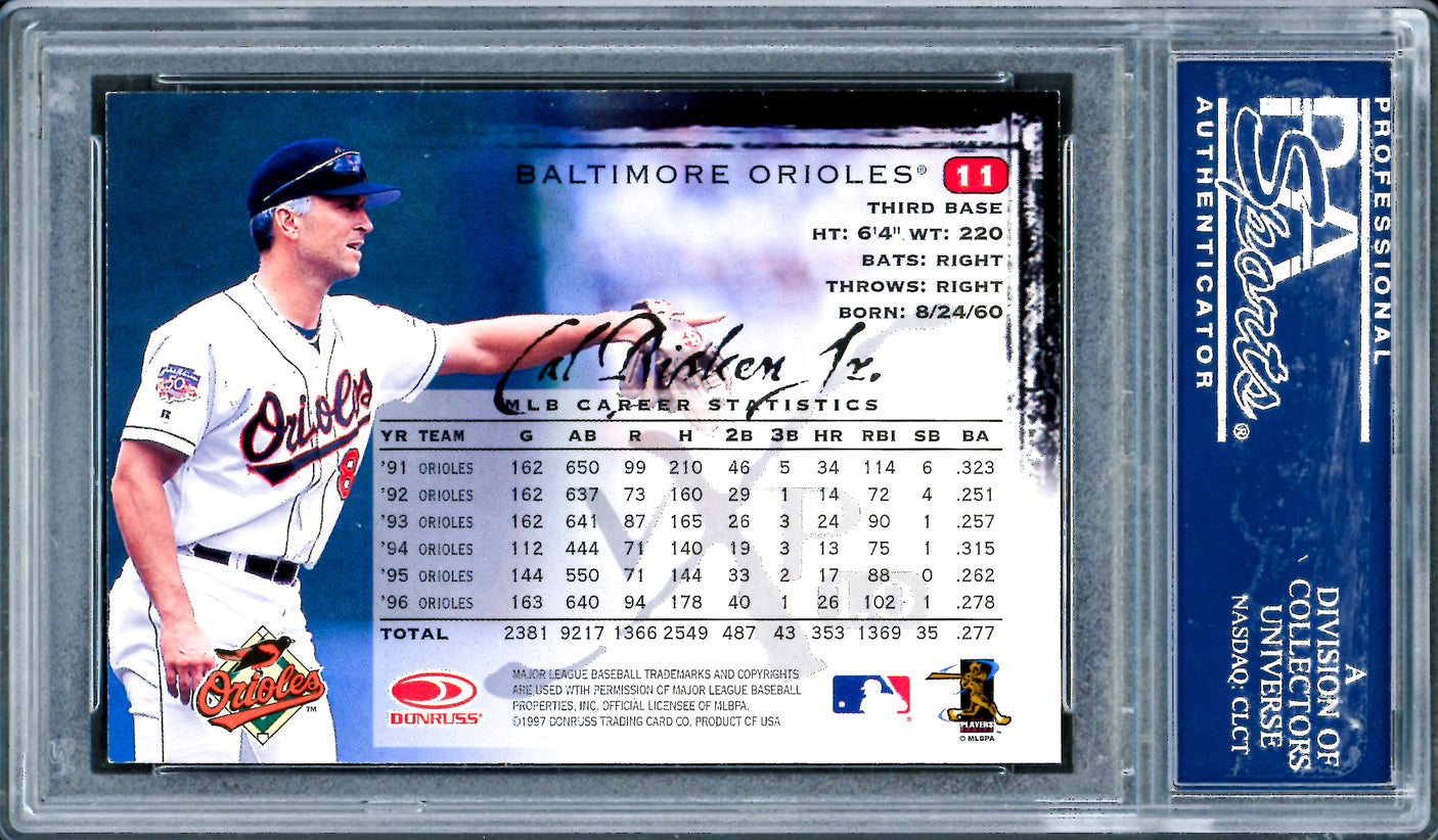 Cal Ripken Jr. Autographed 1997 Donruss VXP Card #11 Baltimore Orioles PSA/DNA #83885971