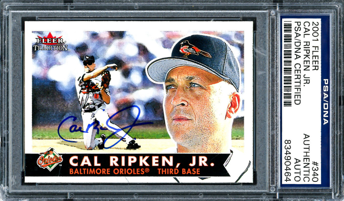 Cal Ripken Jr. Autographed 2001 Fleer Card #340 Baltimore Orioles PSA/DNA #83490464