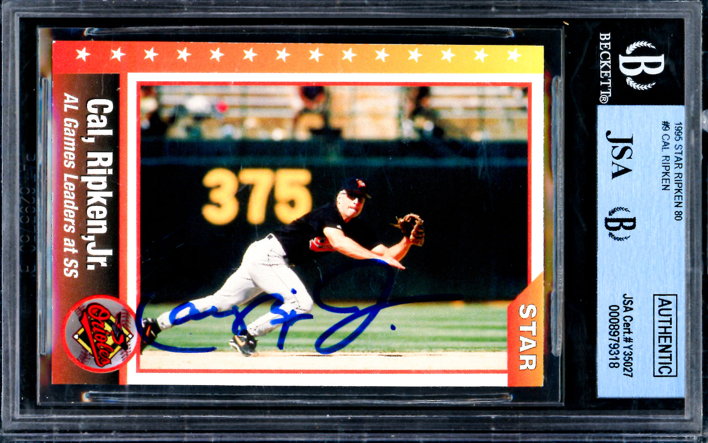 Cal Ripken Jr. Autographed 1995 Star Ripken 80 Card #9 Baltimore Orioles Box Set Beckett BAS #8979318
