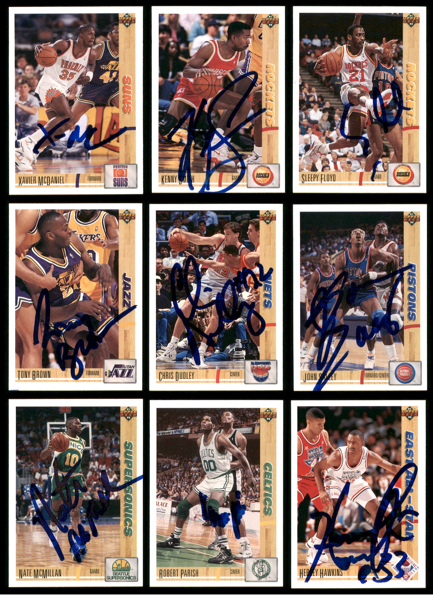 Autographed 1991-92 Upper Deck Basketball Cards (93 Count Lot) SKU #243413