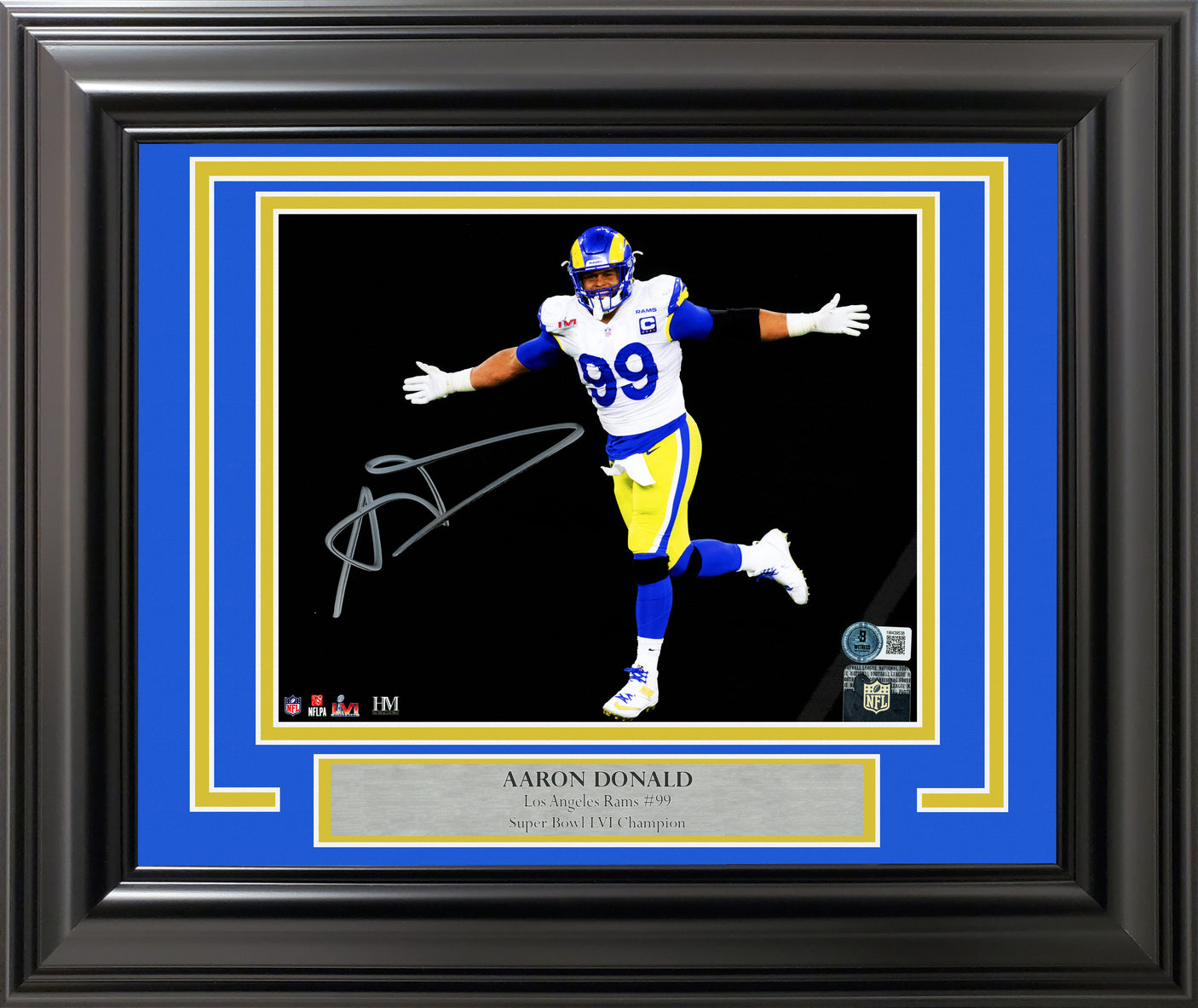 Aaron Donald Autographed Framed 8x10 Photo Los Angeles Rams Spotlight Beckett BAS Witness Stock #230197
