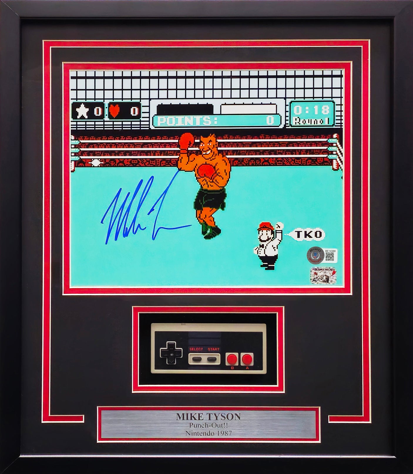 Mike Tyson Autographed Framed 11x14 Nintendo Punch-Out!! Photo With NES Controller Beckett BAS QR Stock #230191