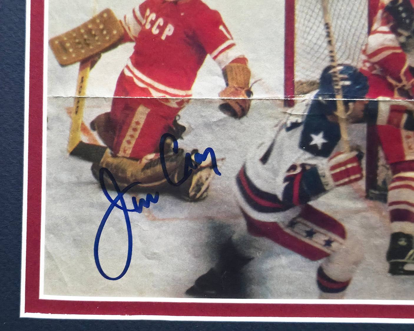 1980 Team USA Miracle On Ice Team Autographed Framed 8x10 Magazine Page Photo With 6 Signatures Including Herb Brooks Beckett BAS #AE08278