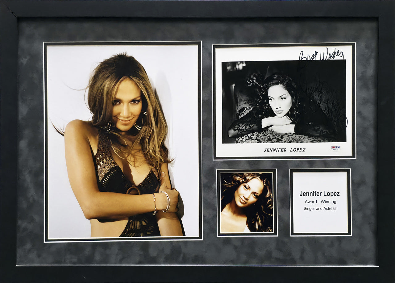 Jennifer Lopez Autographed Framed 8x10 Photo Collage "Best Wishes" PSA/DNA #X78237