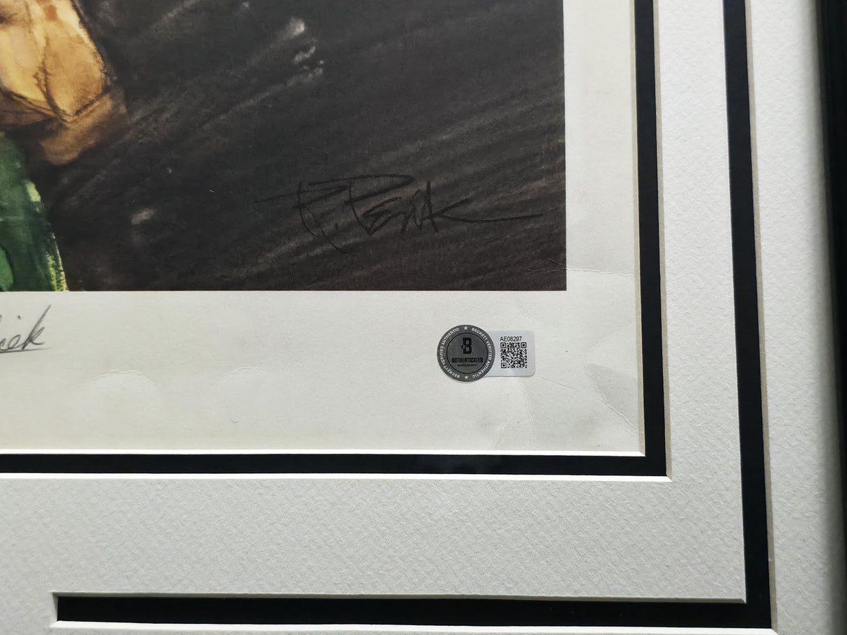 Wilt Chamberlain & John Havlicek Autographed Framed 18x22 Lithograph Photo #447/1000 Beckett BAS #AE08297