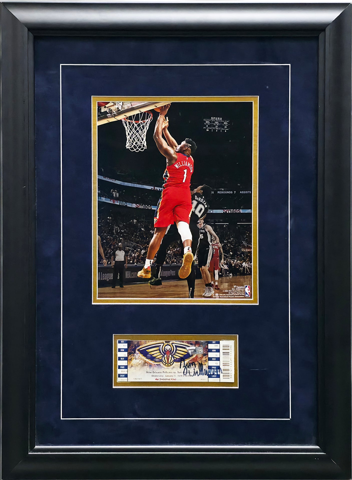 Zion Williamson Autographed Framed 2x5.5 Ticket Collage New Orleans Pelicans Fanatics Holo #A801706