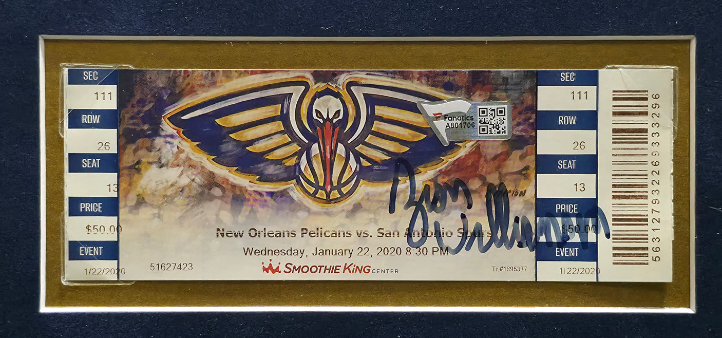 Zion Williamson Autographed Framed 2x5.5 Ticket Collage New Orleans Pelicans Fanatics Holo #A801706
