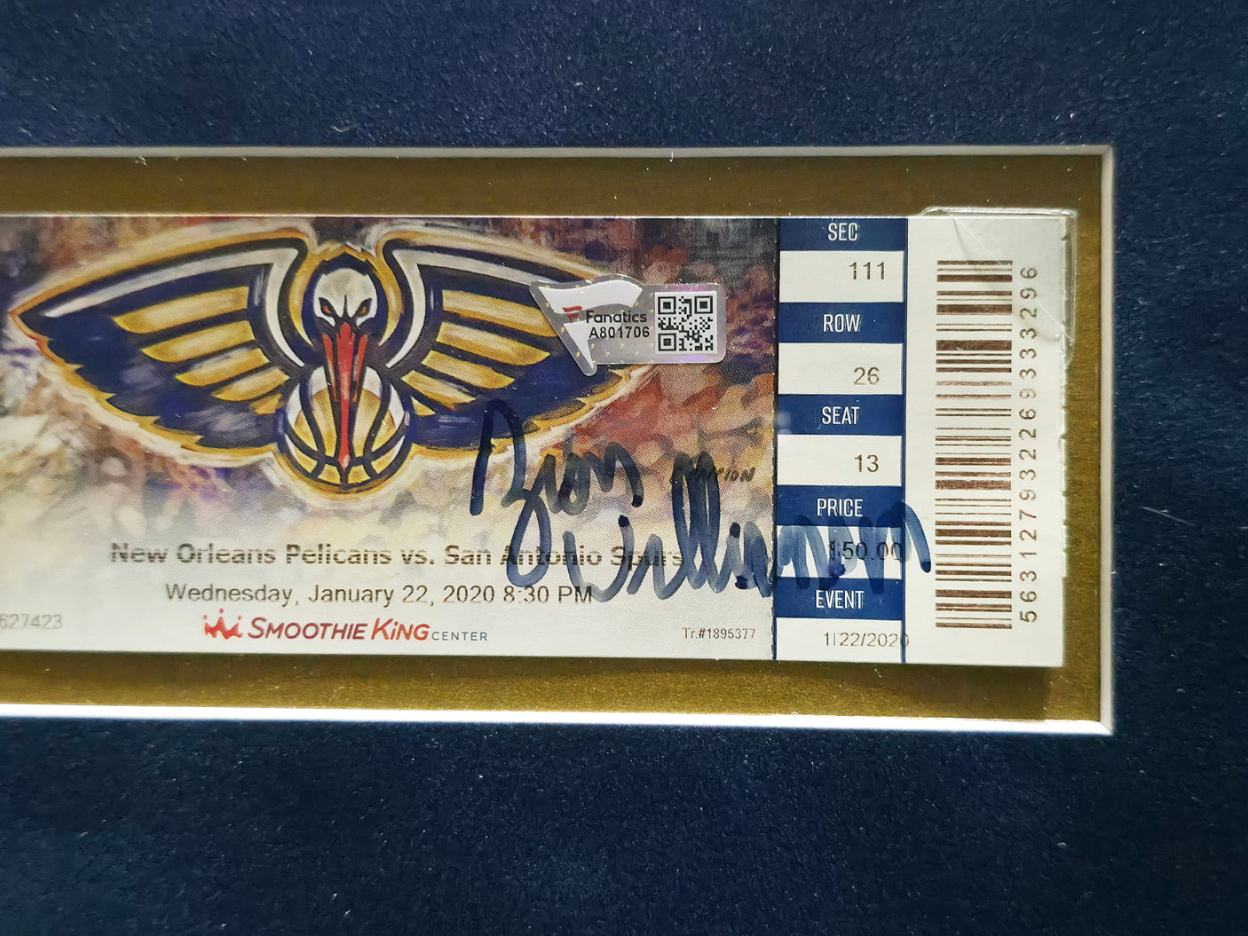 Zion Williamson Autographed Framed 2x5.5 Ticket Collage New Orleans Pelicans Fanatics Holo #A801706