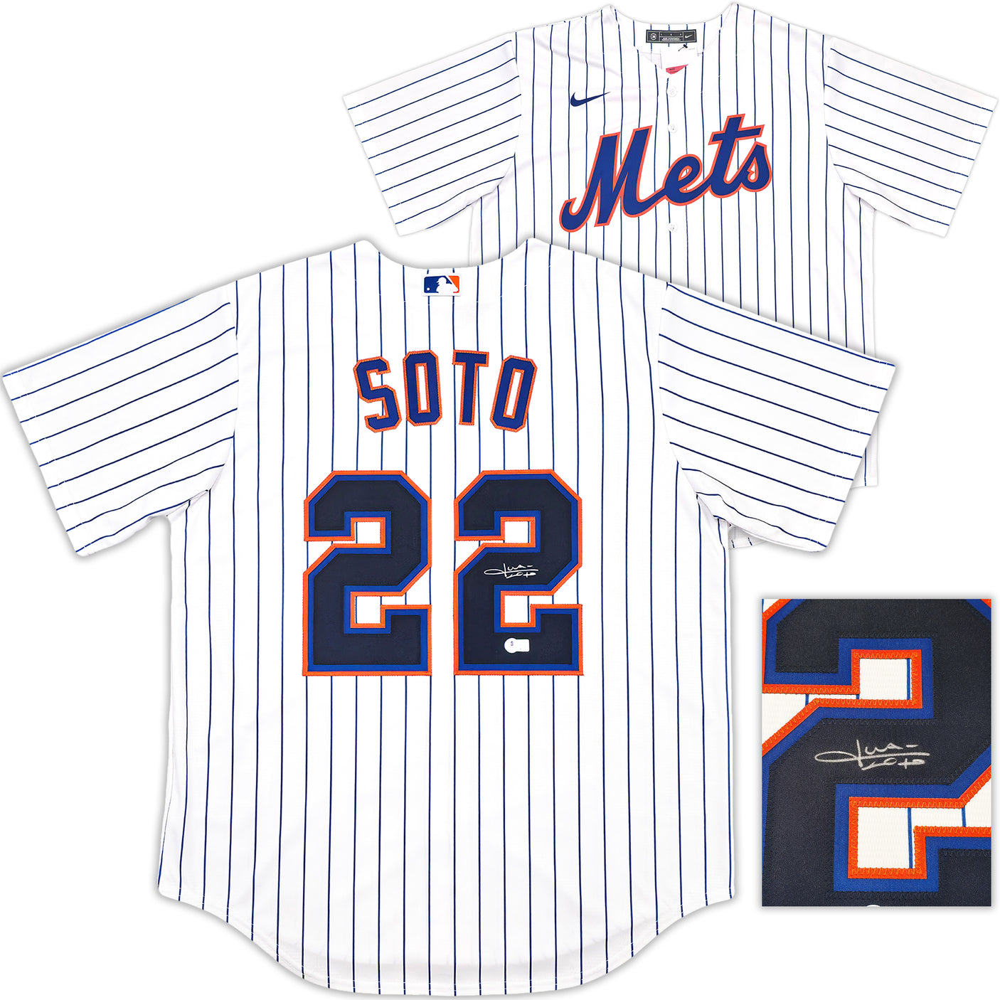 New York Mets Juan Soto Autographed White Nike Jersey Size L Beckett BAS QR Stock #242671