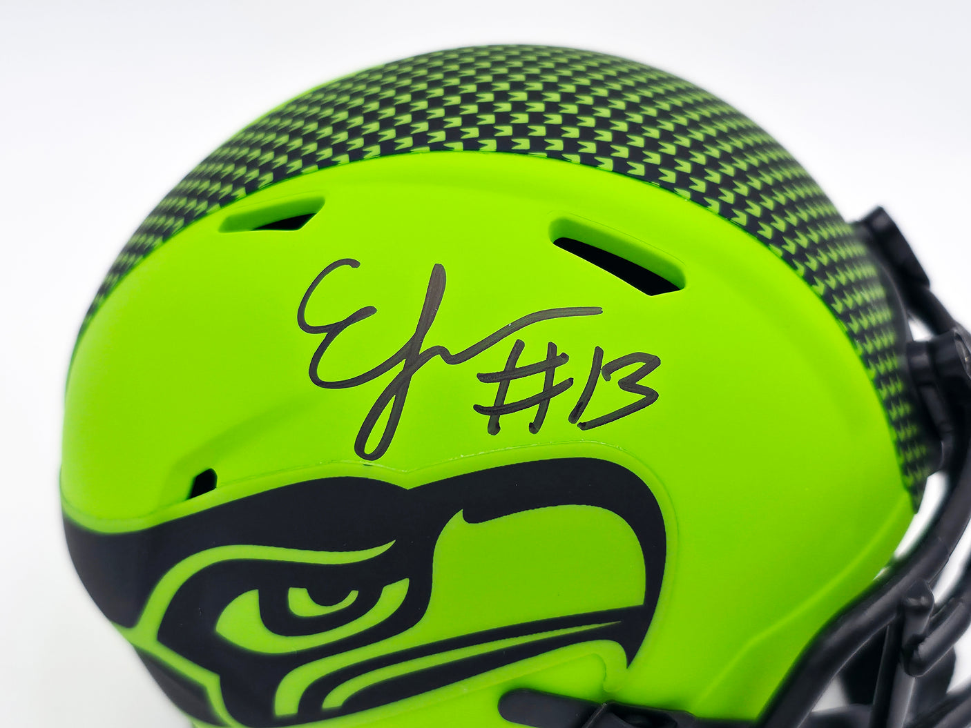 Ernest Jones IV Autographed Seattle Seahawks Rave Green Speed Mini Helmet MCS Holo Stock #242556