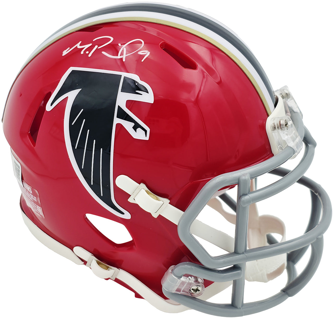 Michael Penix Jr. Autographed Atlanta Falcons 1966-69 Throwback Red Speed Mini Helmet Beckett BAS Witness Stock #242575