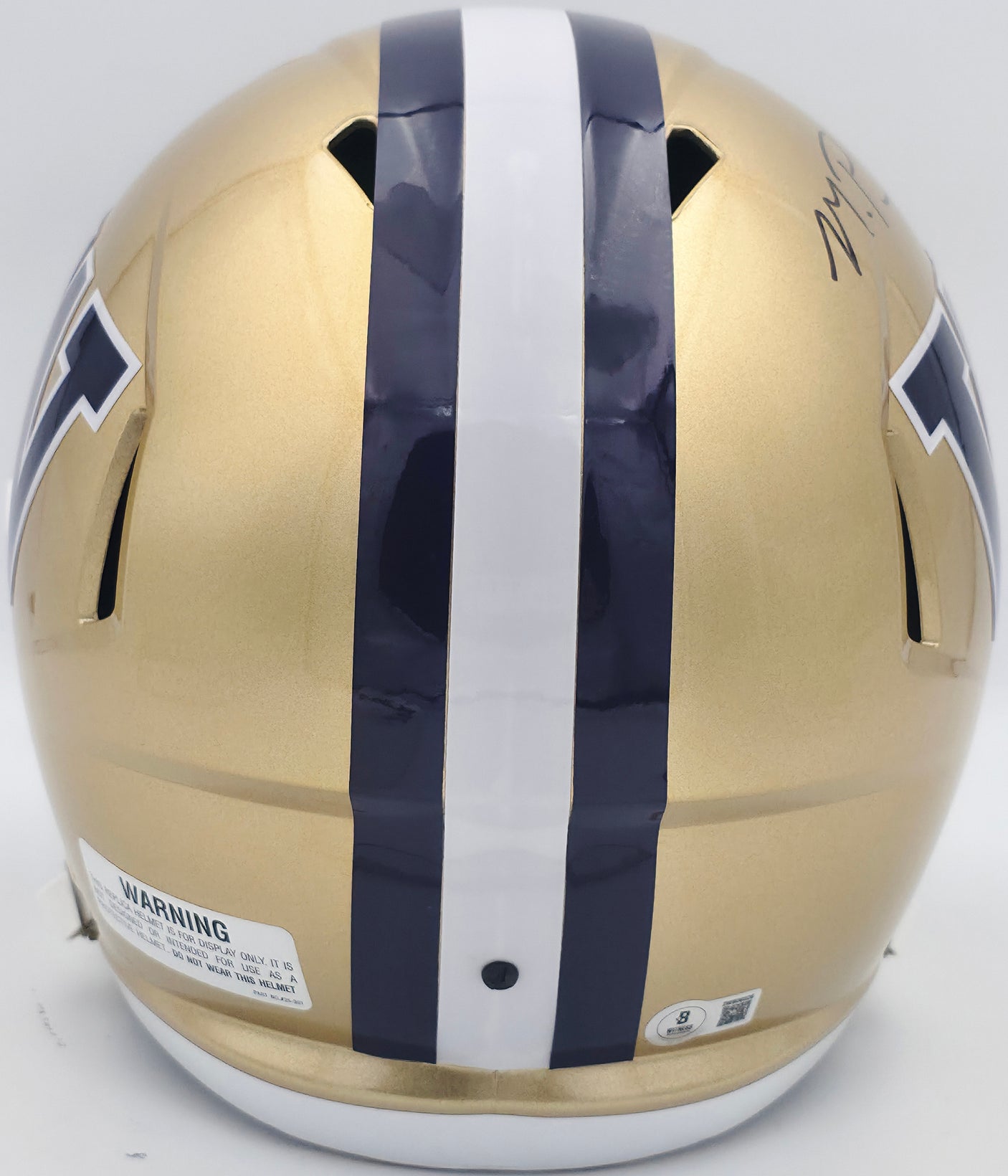 Michael Penix Jr. Autographed Washington Huskies Gold Full Size Speed Replica Helmet Beckett BAS Witness Stock #242565