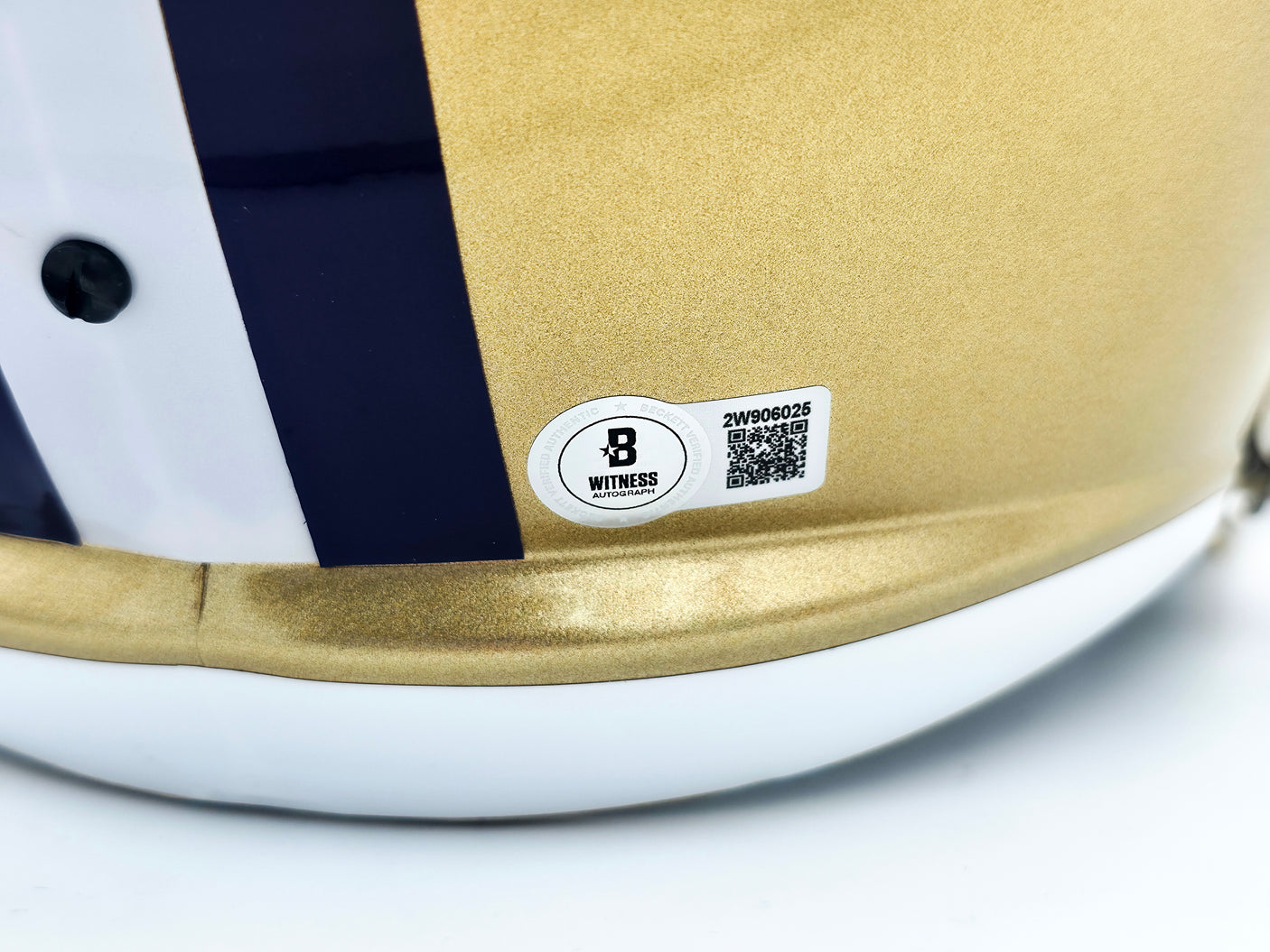 Michael Penix Jr. Autographed Washington Huskies Gold Full Size Speed Replica Helmet Beckett BAS Witness Stock #242565