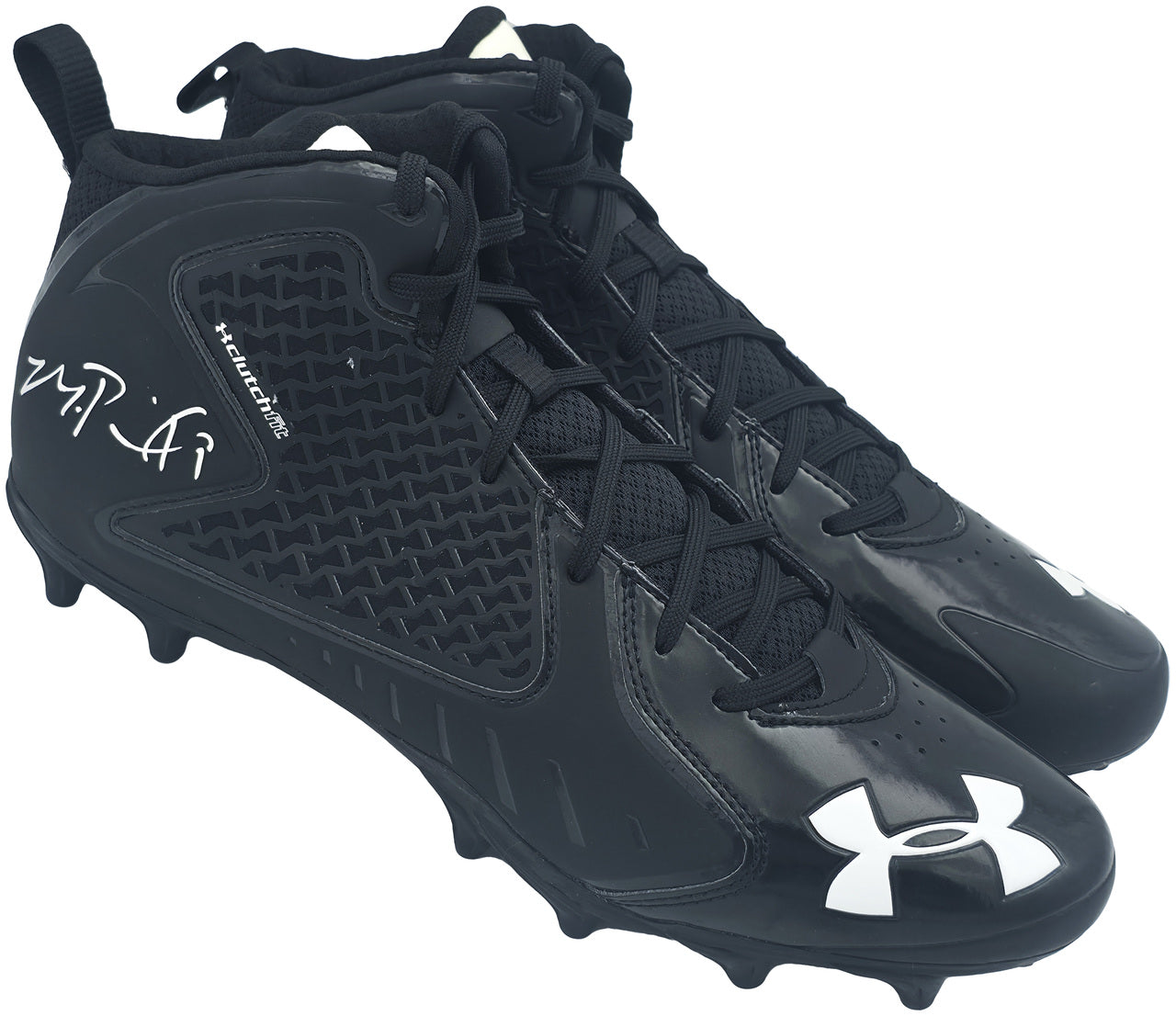 Michael Penix Jr. Autographed Pair of Black Under Armour Team Fierce MC Cleats Atlanta Falcons Size 12 Beckett BAS Witness Stock #242578