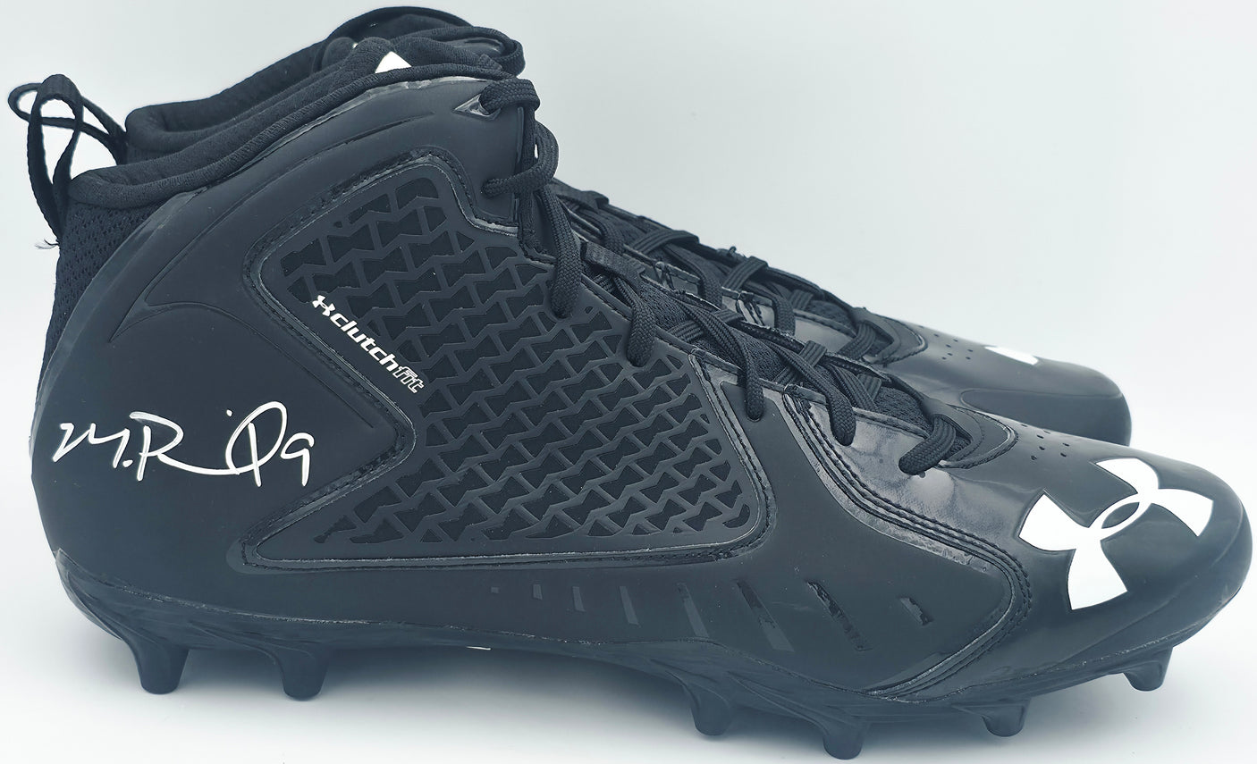 Michael Penix Jr. Autographed Pair of Black Under Armour Team Fierce MC Cleats Atlanta Falcons Size 13 Beckett BAS Witness Stock #242579