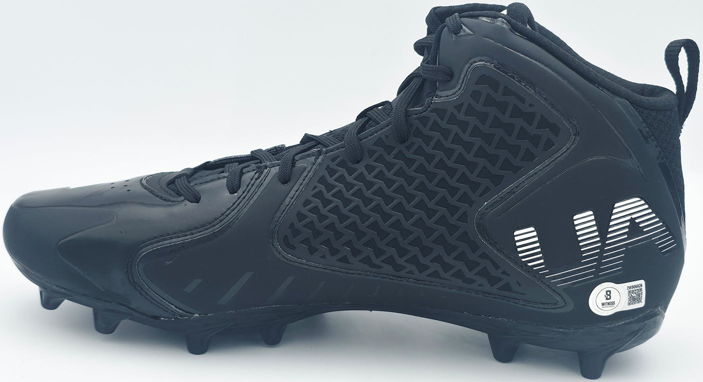 Michael Penix Jr. Autographed Pair of Black Under Armour Team Fierce MC Cleats Atlanta Falcons Size 13 Beckett BAS Witness Stock #242579