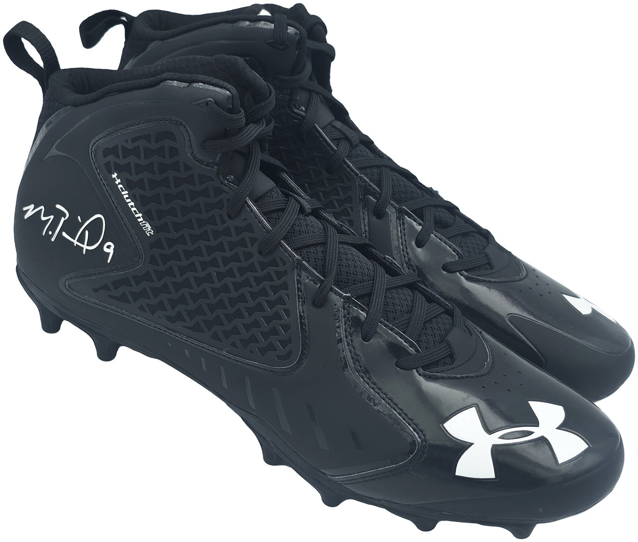 Michael Penix Jr. Autographed Pair of Black Under Armour Team Fierce MC Cleats Atlanta Falcons Size 13.5 Beckett BAS Witness Stock #242580