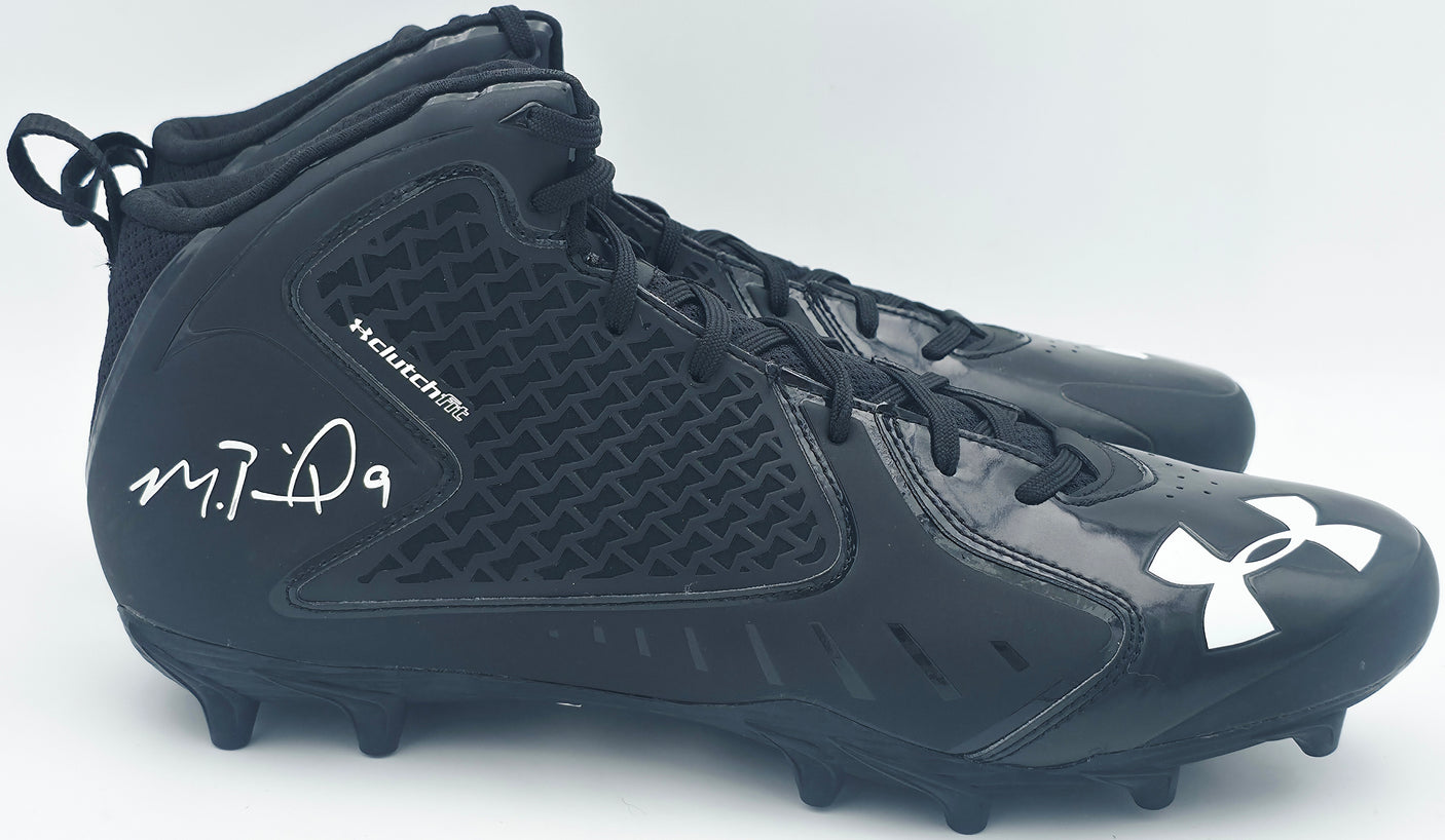 Michael Penix Jr. Autographed Pair of Black Under Armour Team Fierce MC Cleats Atlanta Falcons Size 13.5 Beckett BAS Witness Stock #242580