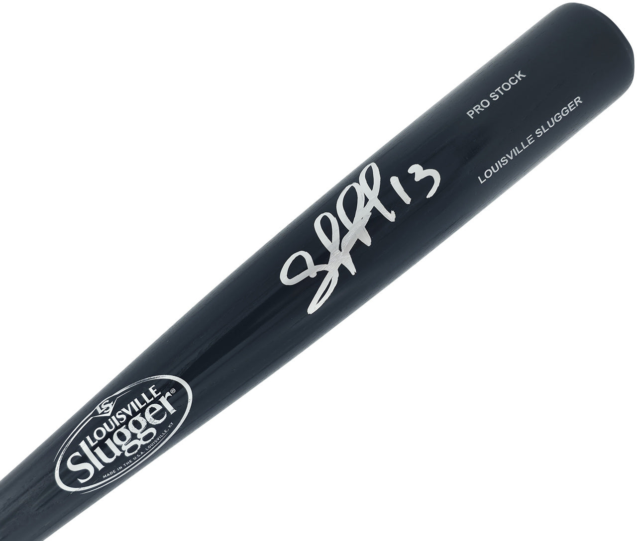 Salvador Perez Autographed Black Louisville Slugger Pro Stock Baseball Bat Kansas City Royals Beckett BAS Witness Stock #241628