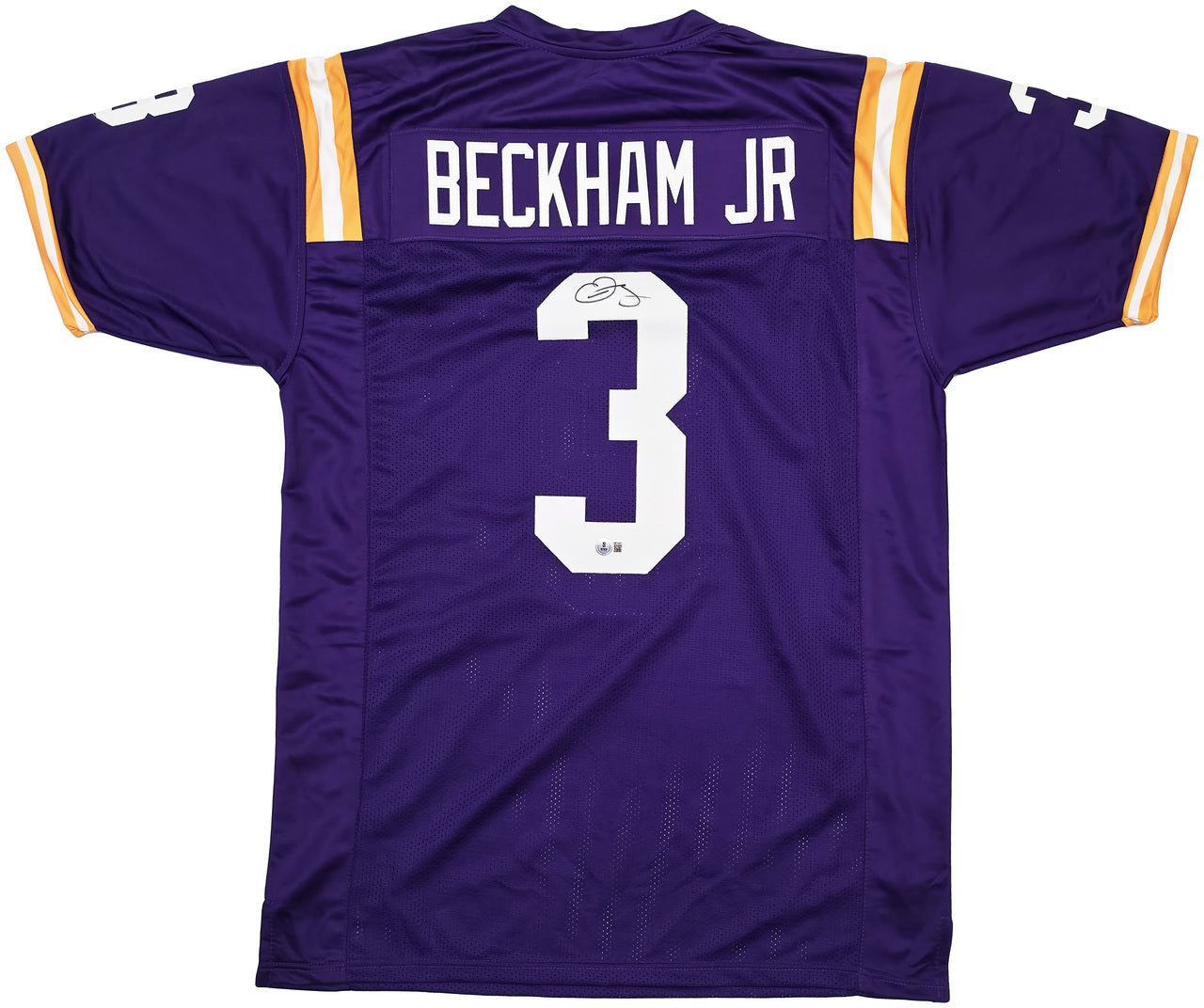 LSU Tigers Odell Beckham Jr. Autographed Purple Jersey Beckett BAS Witness Stock #243262