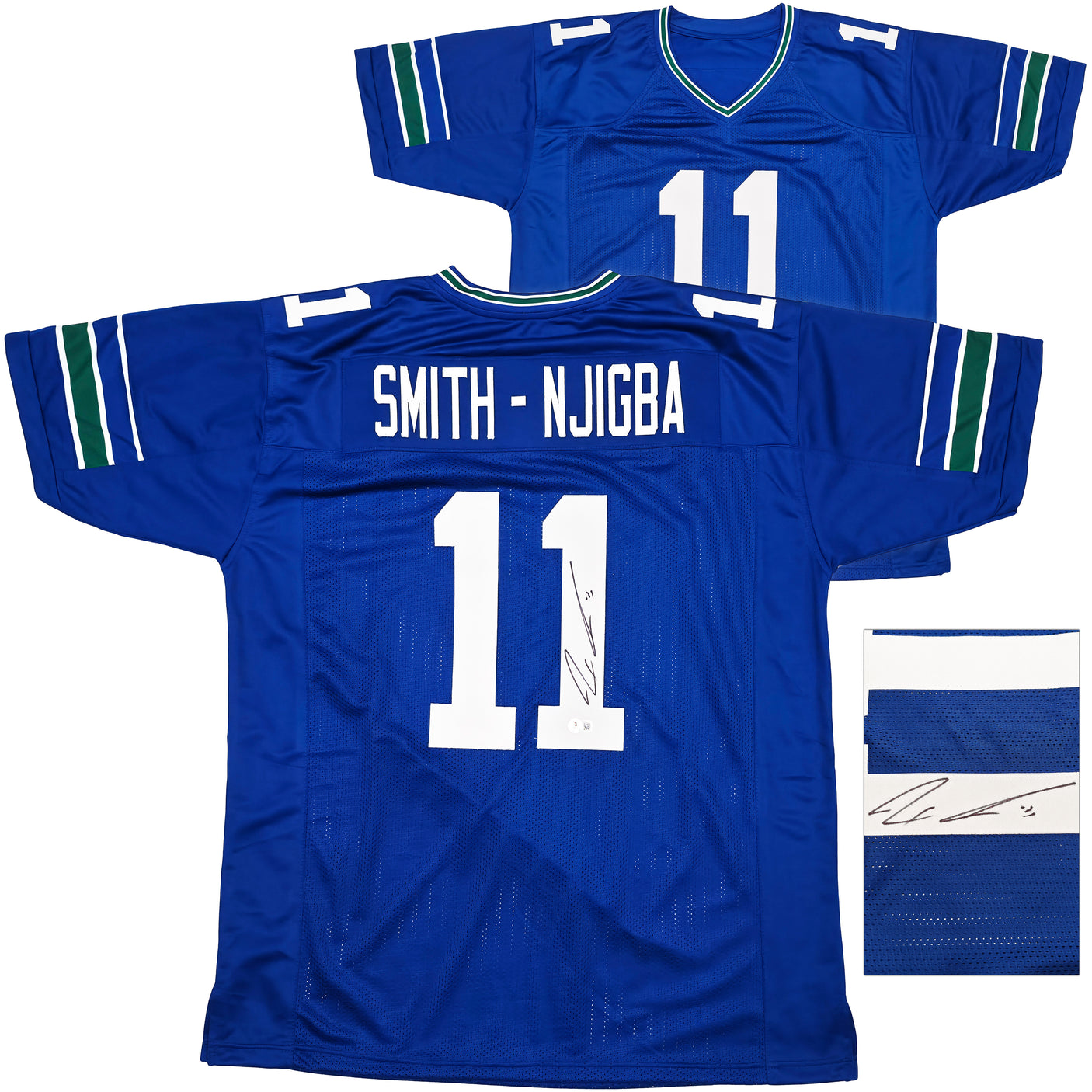 Seattle Seahawks Jaxon Smith-Njigba Autographed Throwback Blue Jersey Beckett BAS QR Stock #243019