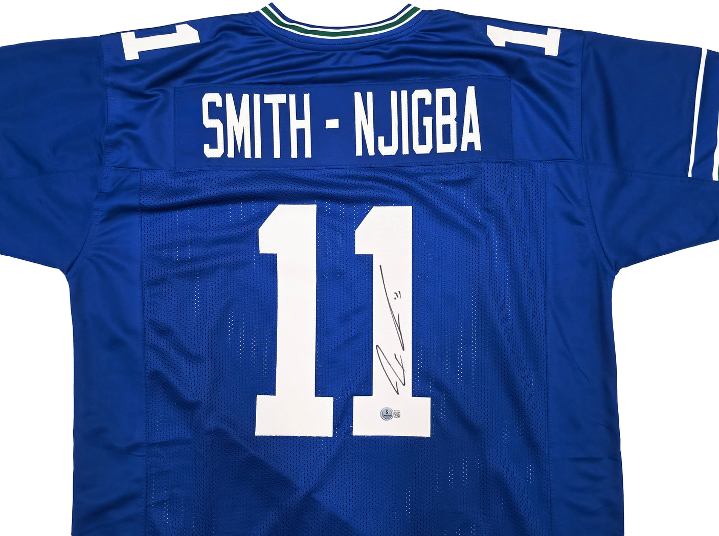 Seattle Seahawks Jaxon Smith-Njigba Autographed Throwback Blue Jersey Beckett BAS QR Stock #243019