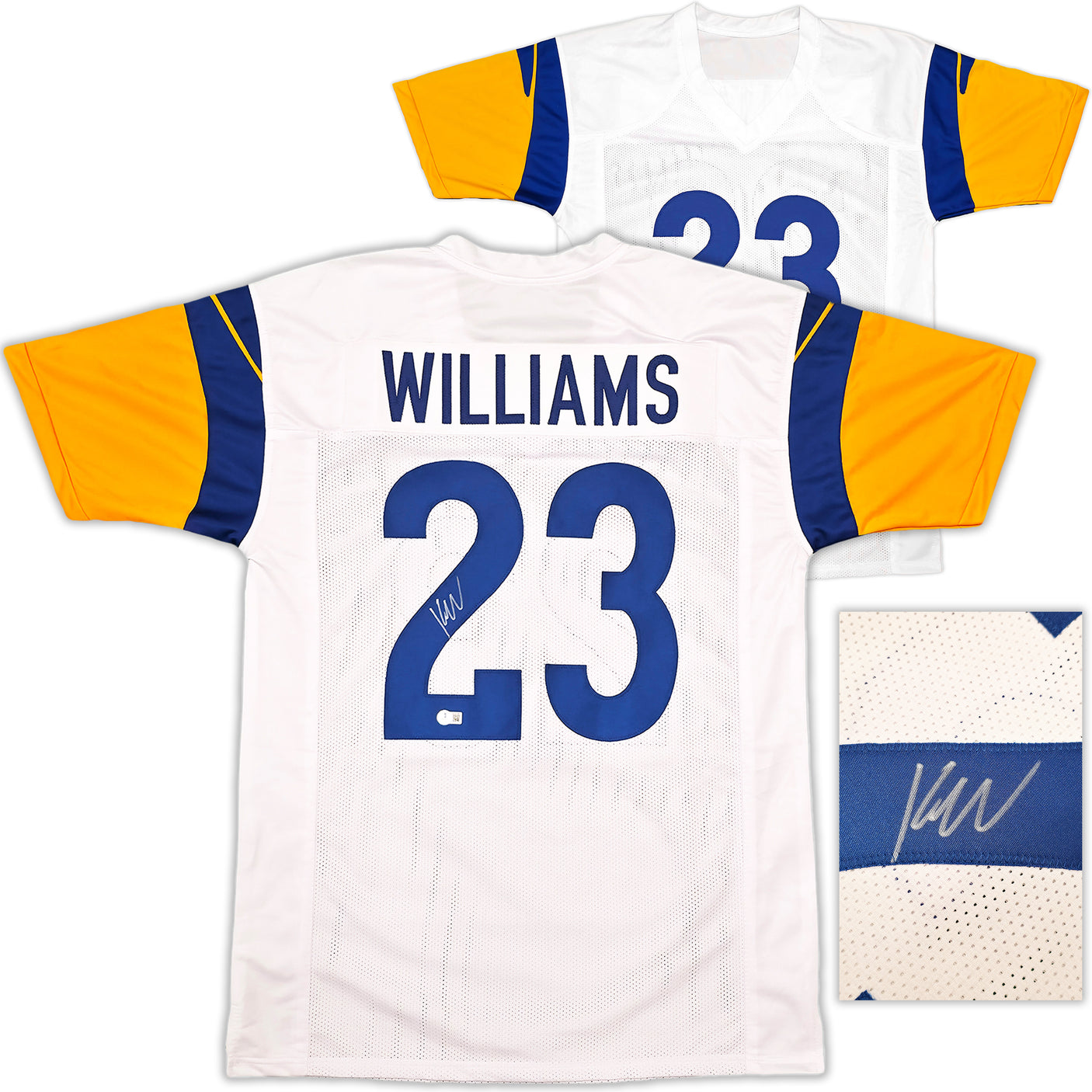 Los Angeles Rams Kyren Williams Autographed White Jersey Beckett BAS QR Stock #243020