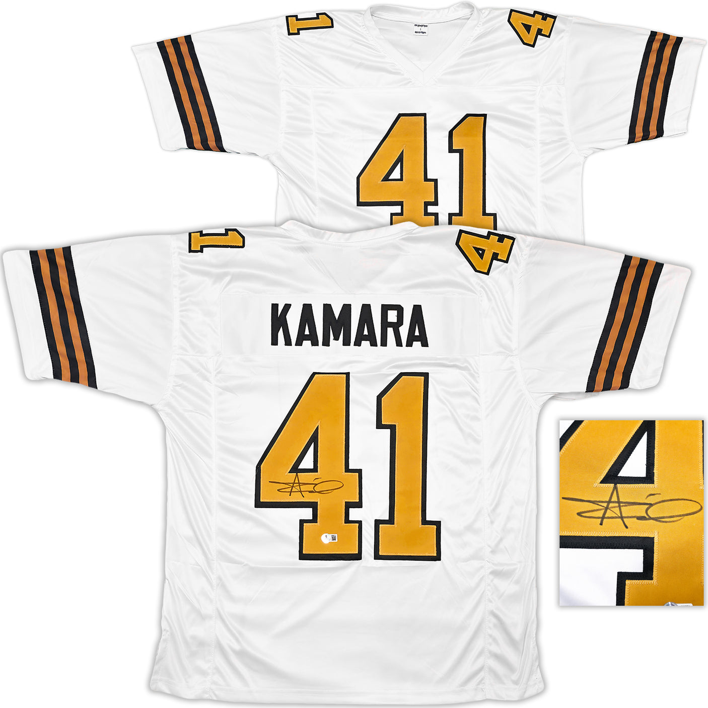 New Orleans Saints Alvin Kamara Autographed White Jersey Beckett BAS Witness Stock #243271