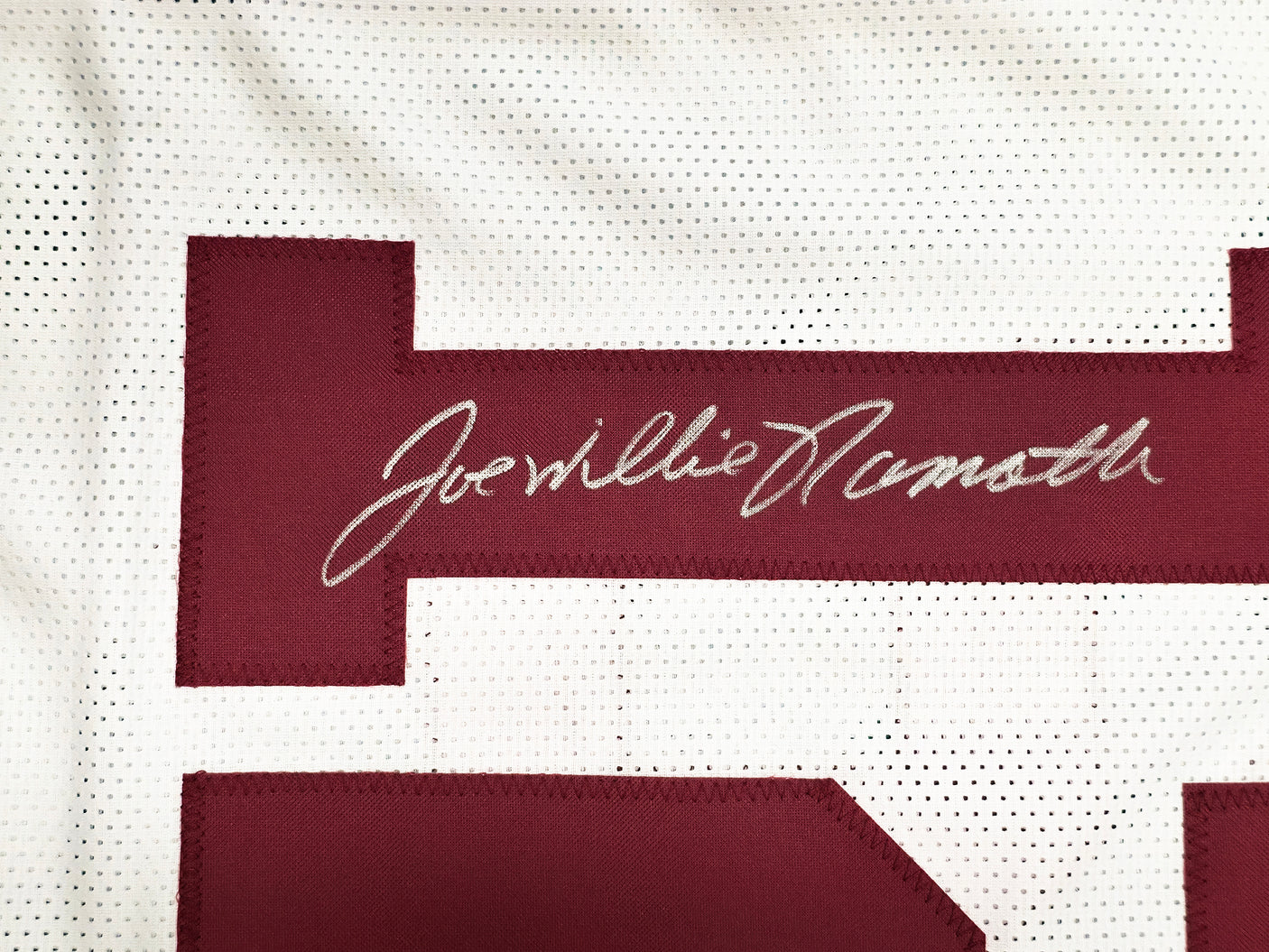Alabama Crimson Tide Joe Namath Autographed White Jersey "Willie" PSA/DNA Stock #243279